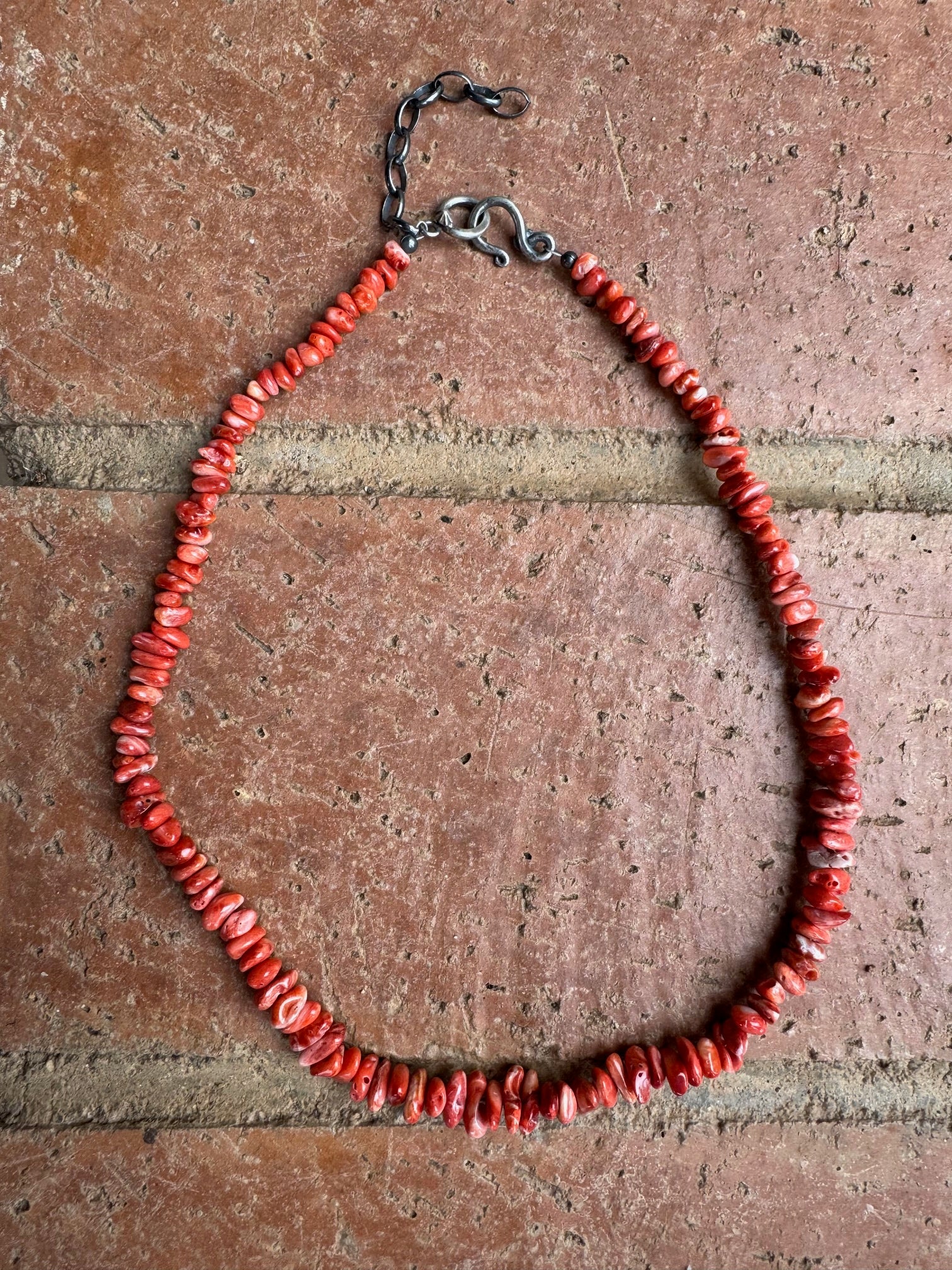 Handcrafted Coral Beaded Necklace 18"