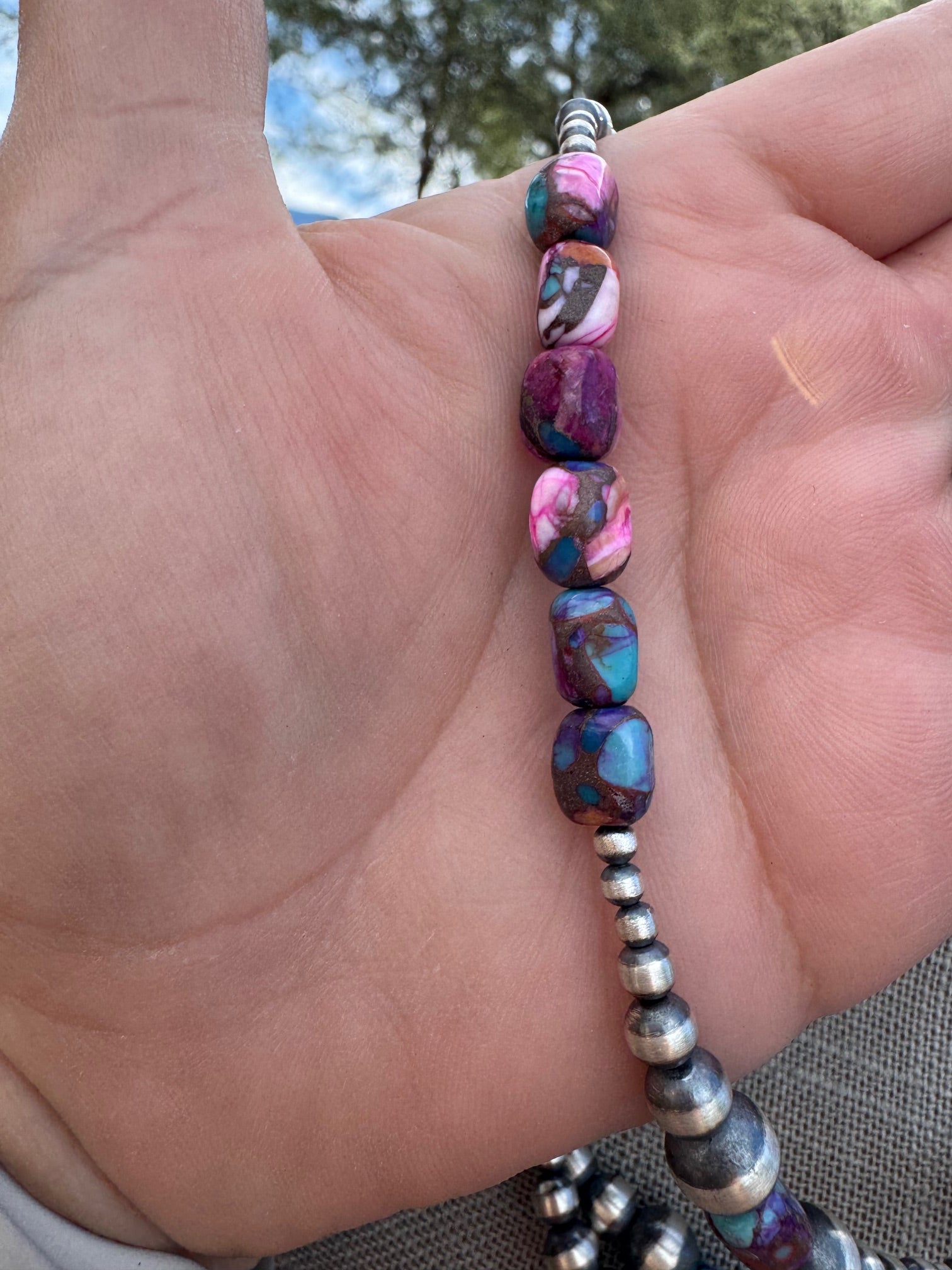 Handcrafted Sterling Silver & Pink Dream 3-8mm Beaded Necklace 20"