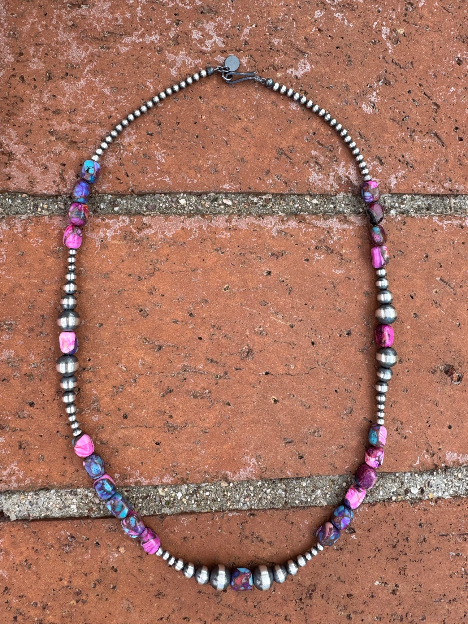 Handcrafted Sterling Silver & Pink Dream 3-8mm Beaded Necklace 20"