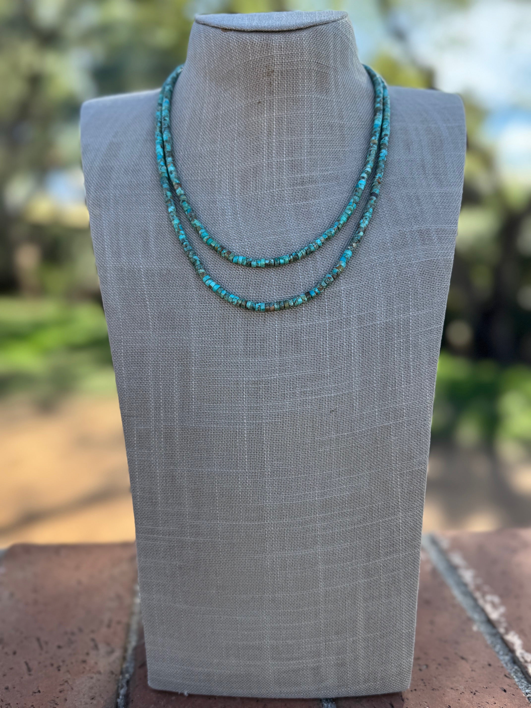 Handcrafted Turquoise Heishi 4mm Beaded Necklace