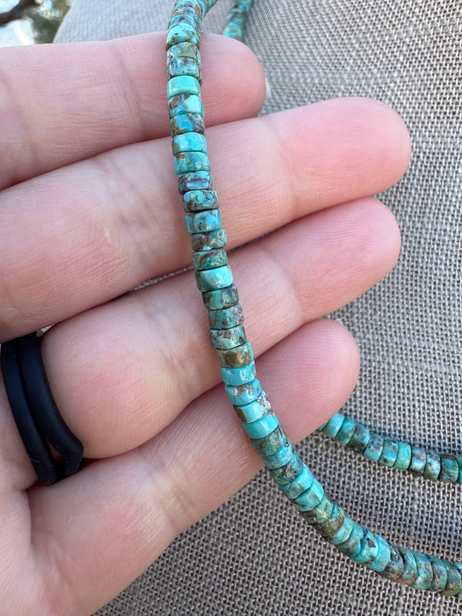 Handcrafted Turquoise Heishi 4mm Beaded Necklace