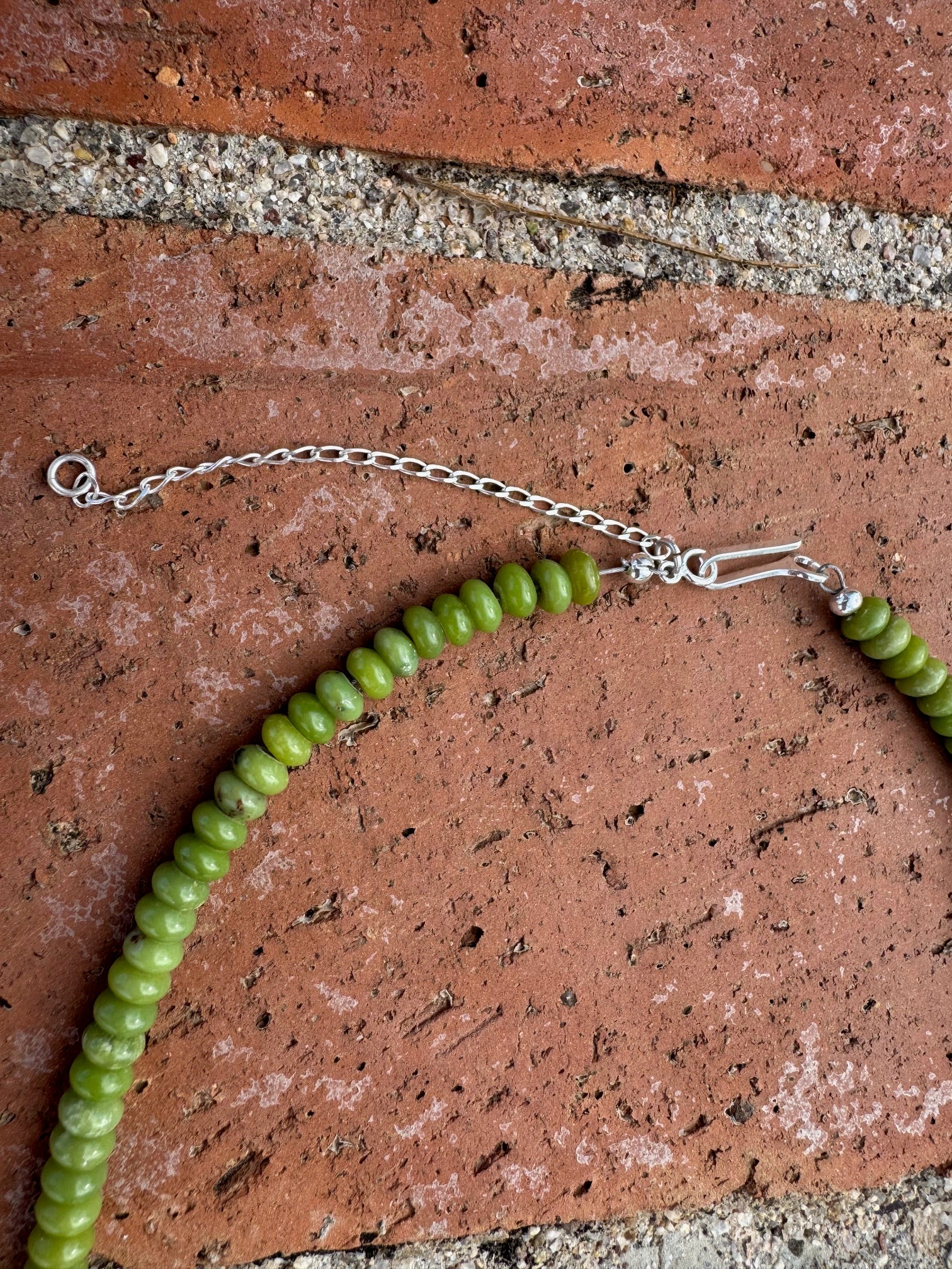 Handcrafted Green Rolled Turquoise & Sterling Silver 5mm Beaded Necklace