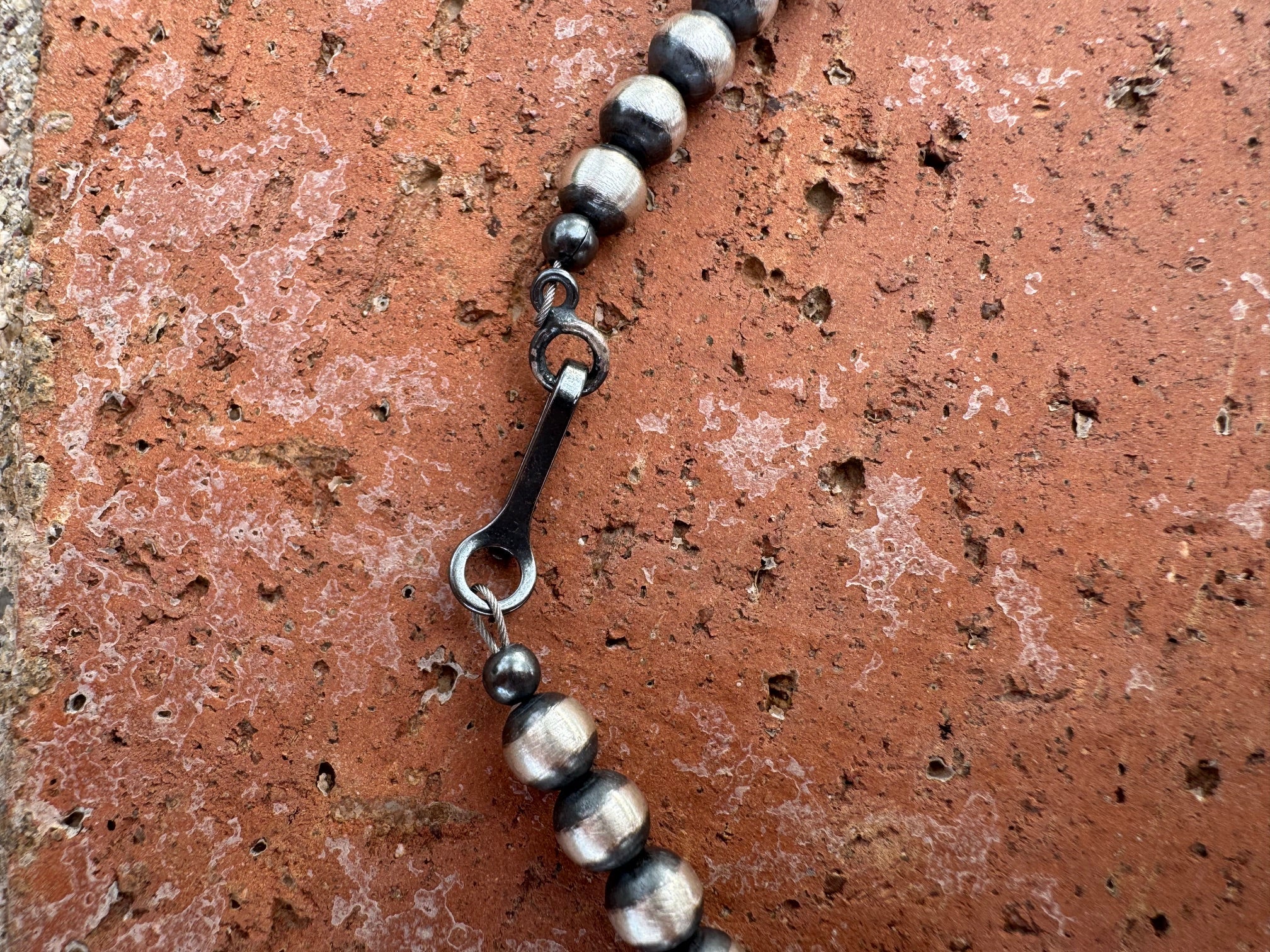 Handcrafted Kingman Turquoise & Sterling Silver 5mm Beaded Necklace