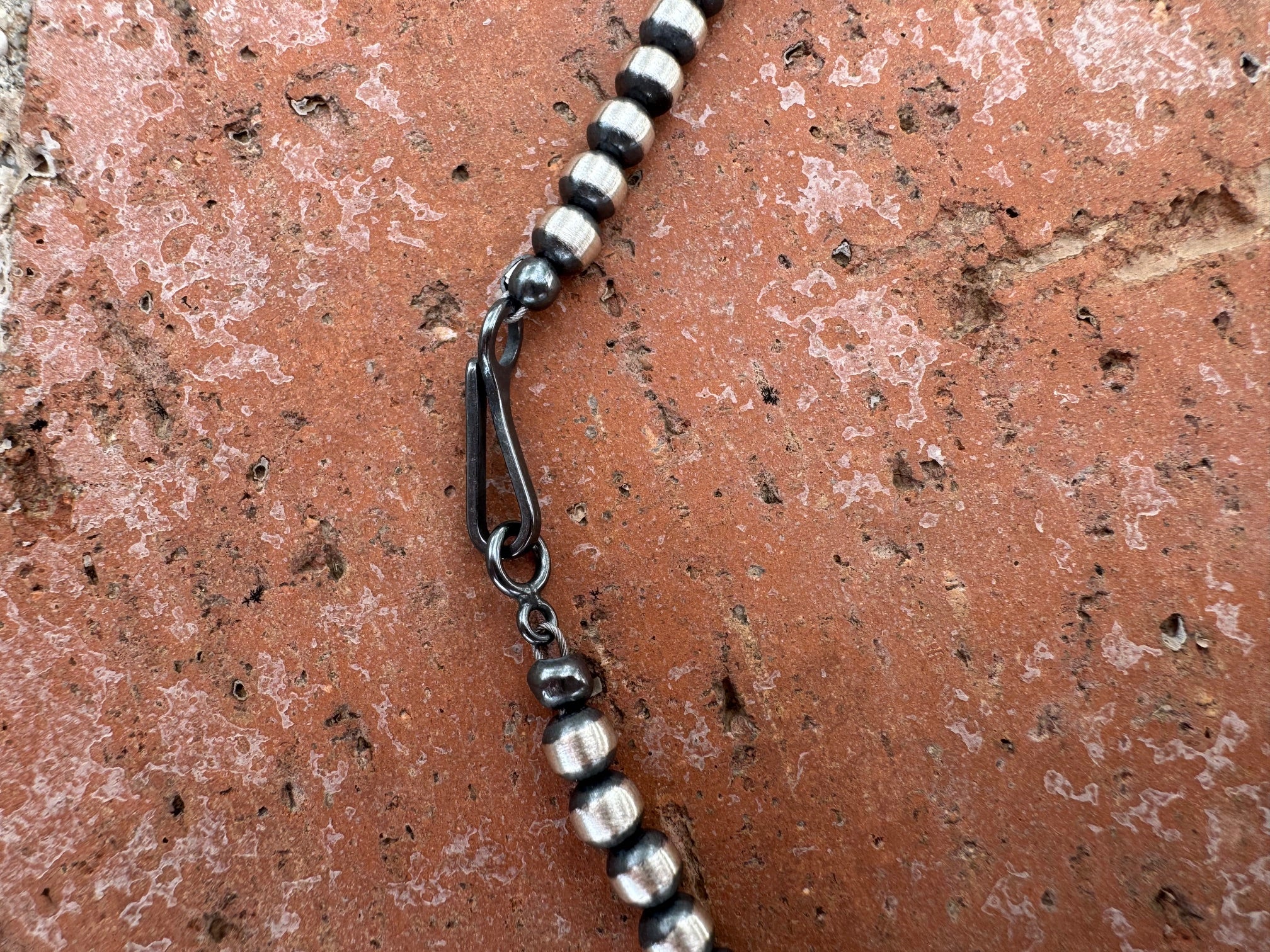 Handcrafted Kingman Turquoise & Sterling Silver 4mm Beaded Necklace