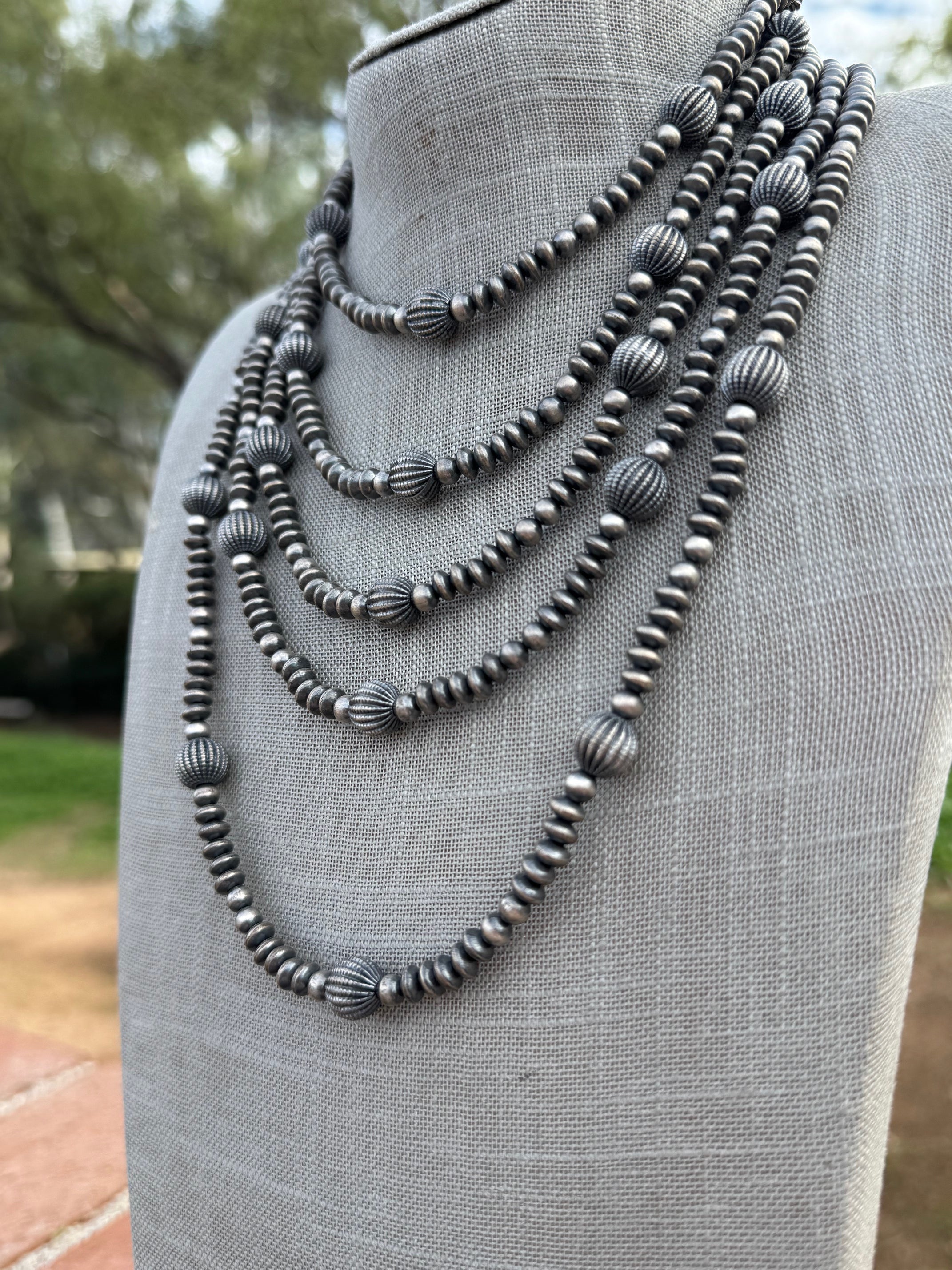 Handcrafted Sterling Silver Pearl 5-10mm Beaded Necklace