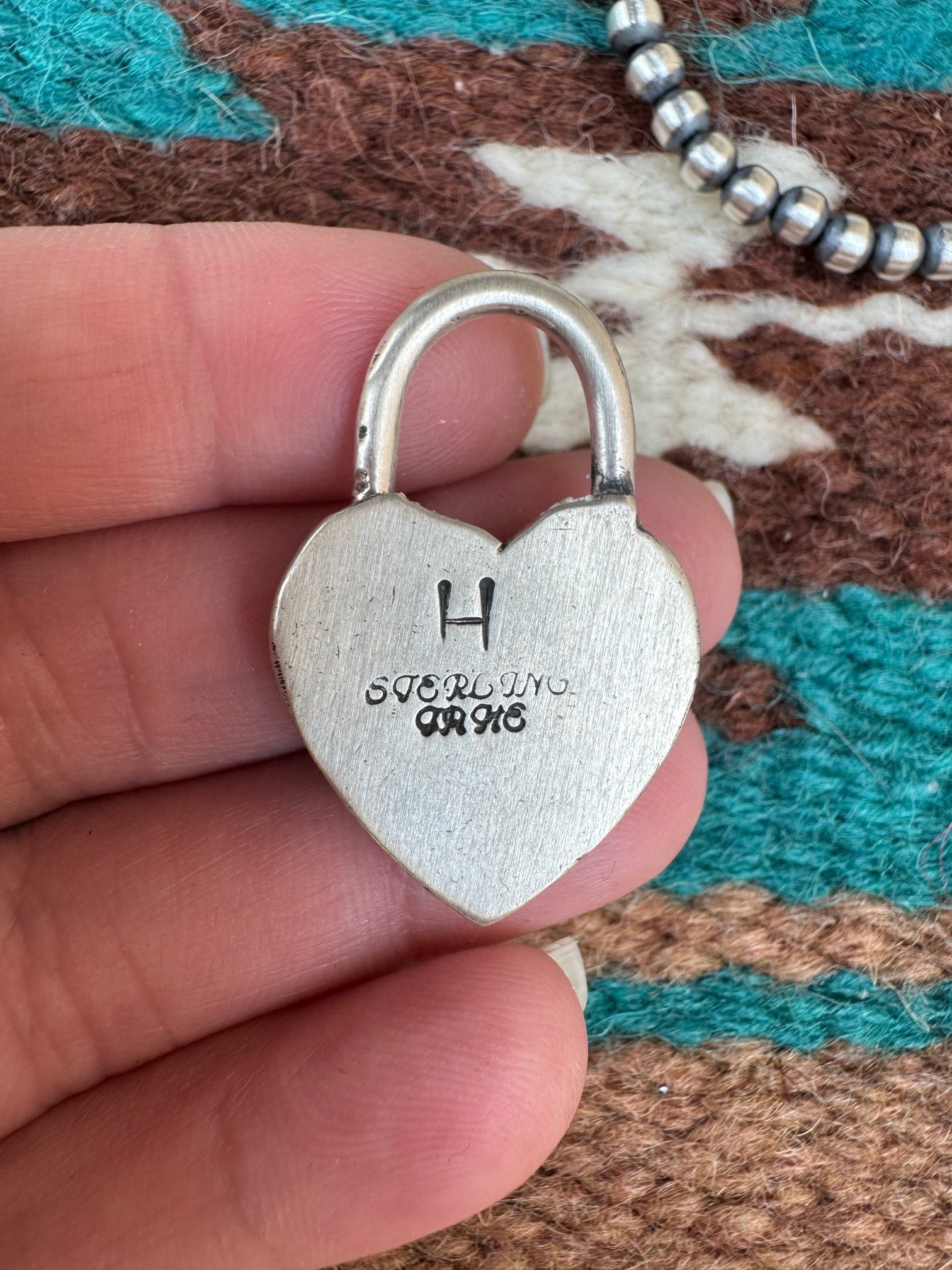 Handcrafted Queen Pink Conch & Sterling Silver Heart Locket Pendant