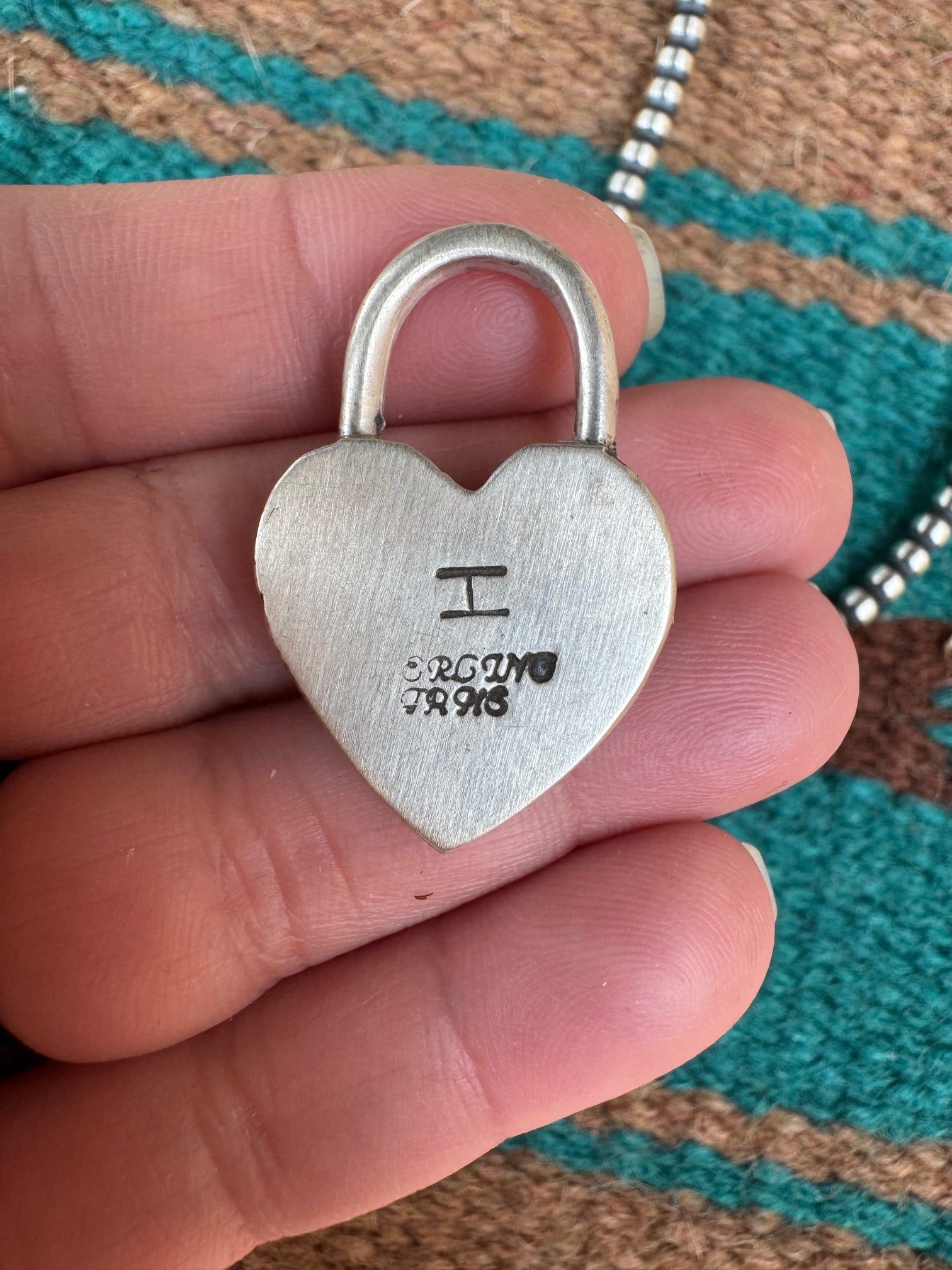 Handcrafted Pilot Mountain Turquoise & Sterling Silver Heart Locket Pendant