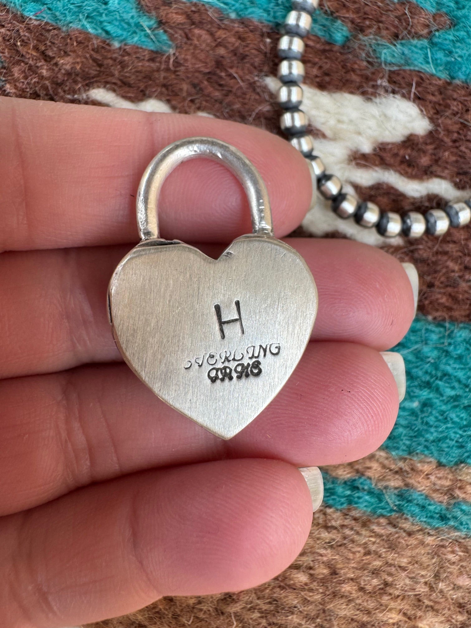 Handcrafted Pilot Mountain Turquoise & Sterling Silver Heart Locket Pendant