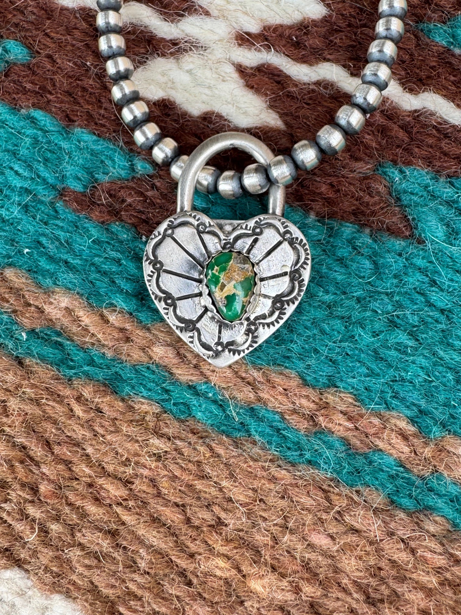 Handcrafted Royston Turquoise & Sterling Silver Heart Locket Pendant