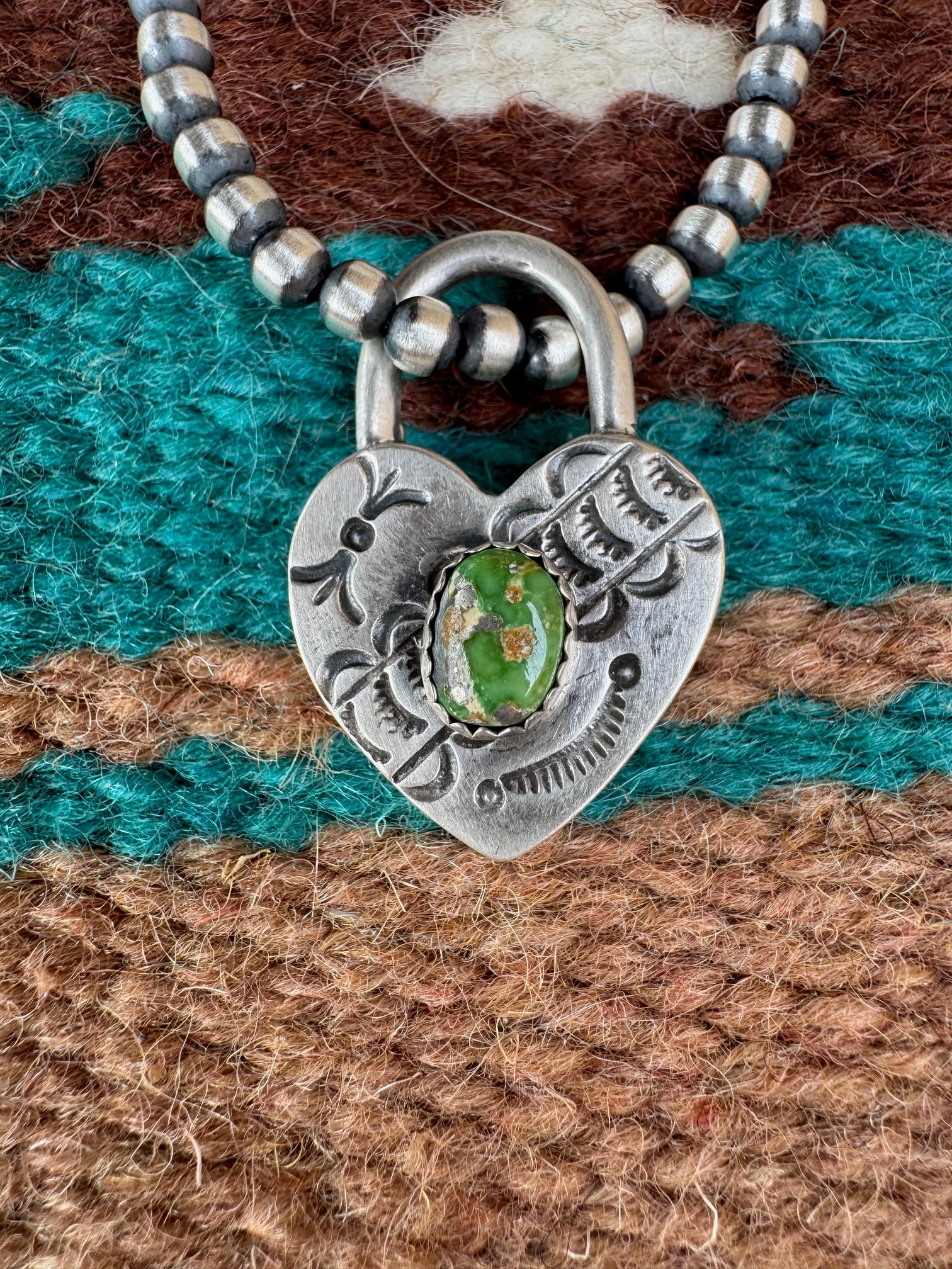 Handcrafted Sonoran Mountain Turquoise & Sterling Silver Heart Locket Pendant