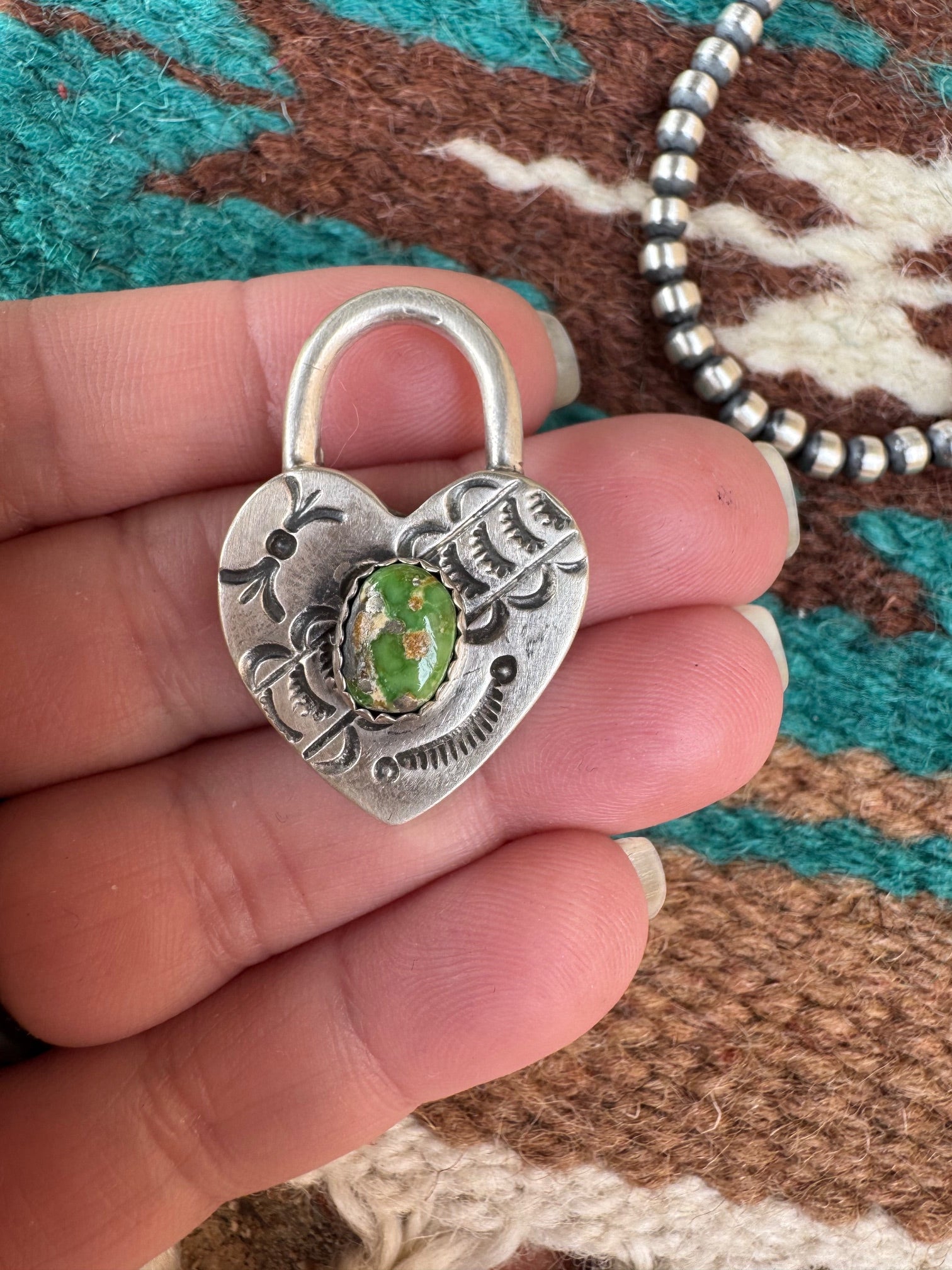Handcrafted Sonoran Mountain Turquoise & Sterling Silver Heart Locket Pendant
