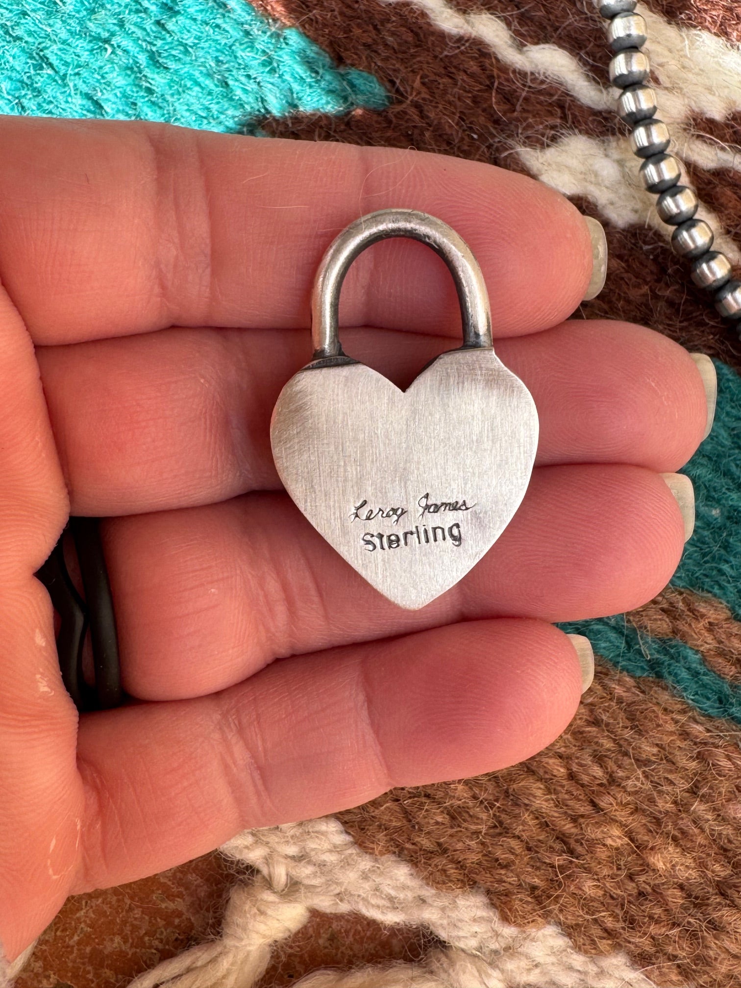 Handcrafted Queen Pink Conch & Sterling Silver Heart Locket Pendant by Leroy James