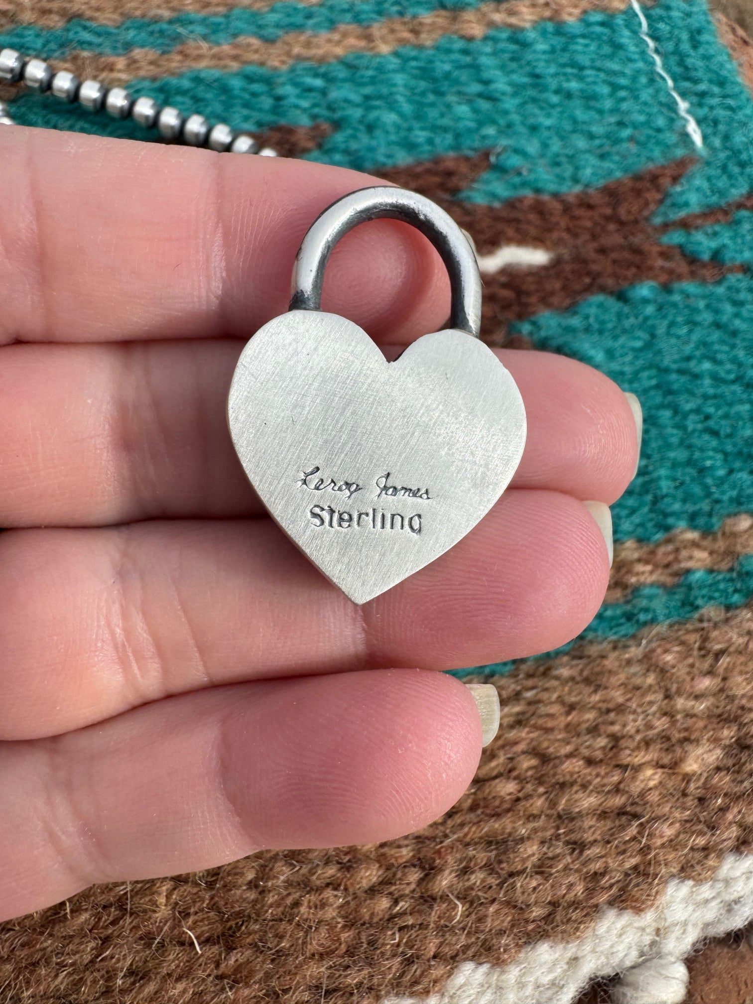 Handcrafted Pilot Mountain Turquoise & Sterling Silver Heart Locket Pendant by Leroy James