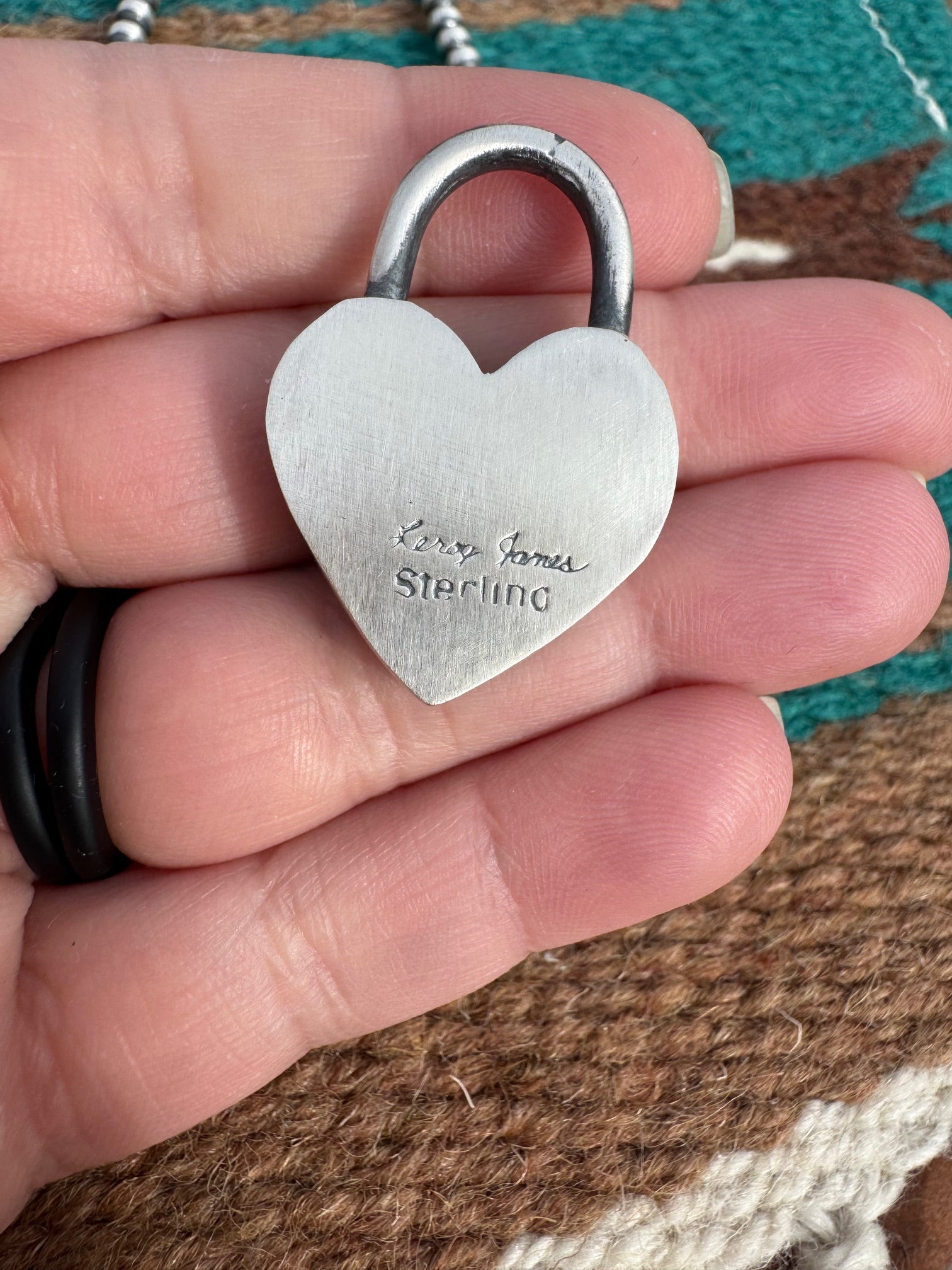 Handcrafted Sonoran Mountain Turquoise & Sterling Silver Heart Locket Pendant by Leroy James
