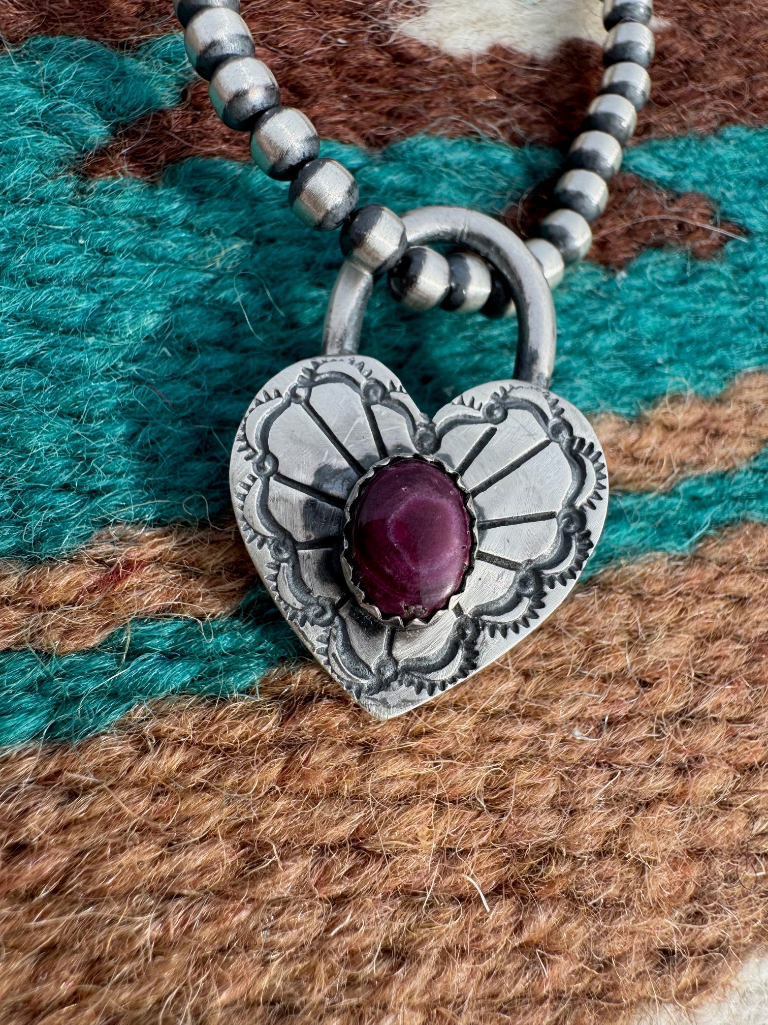 Handcrafted Purple Spiny & Sterling Silver Heart Locket Pendant by Leroy James