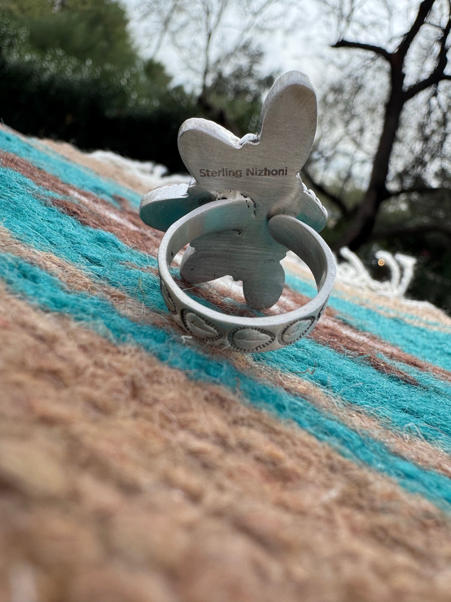 Handmade Multi Stone & Sterling Silver Crescent Adjustable Ring