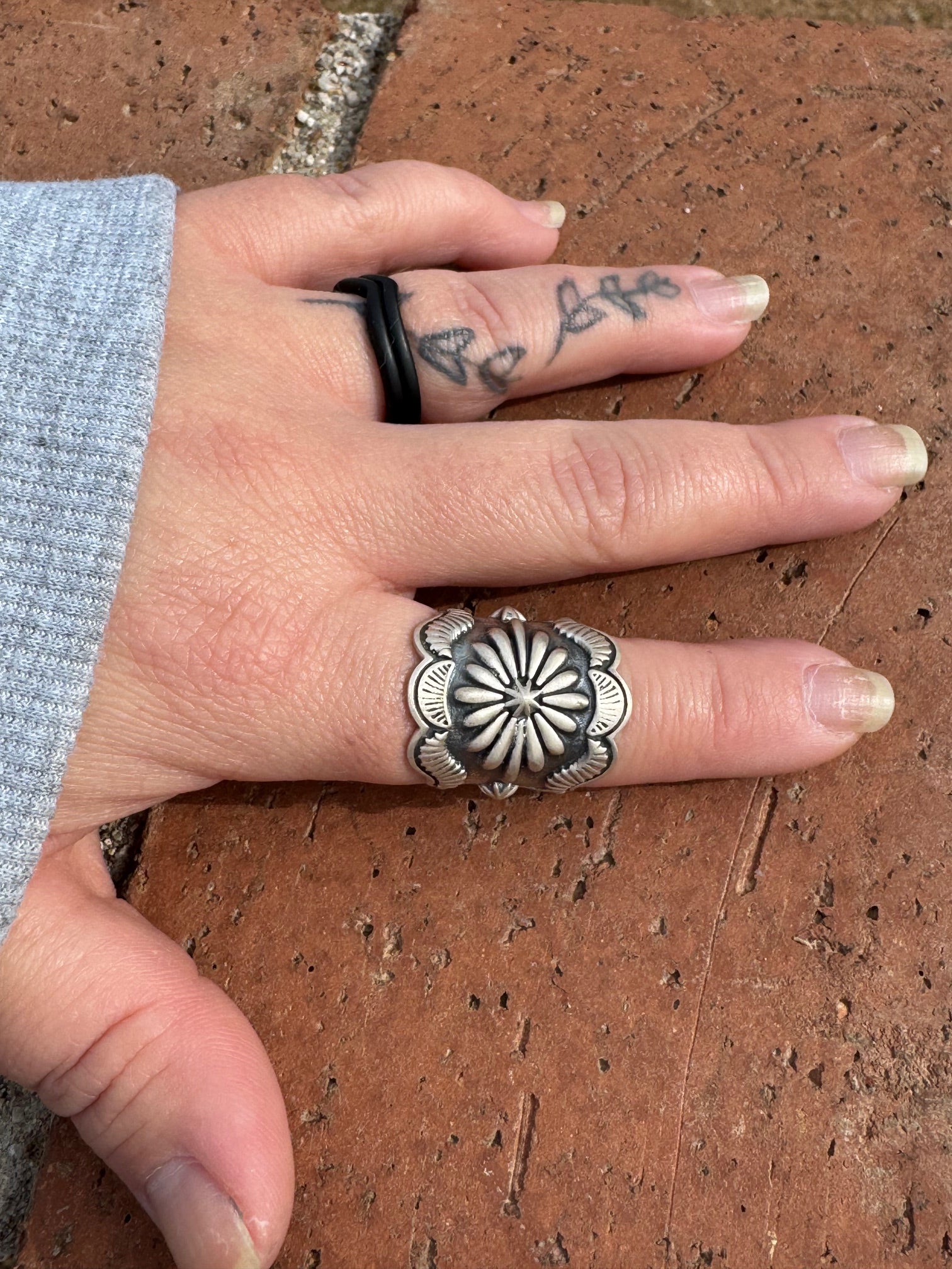 Beautiful Concho Handmade Sterling Silver Adjustable Ring