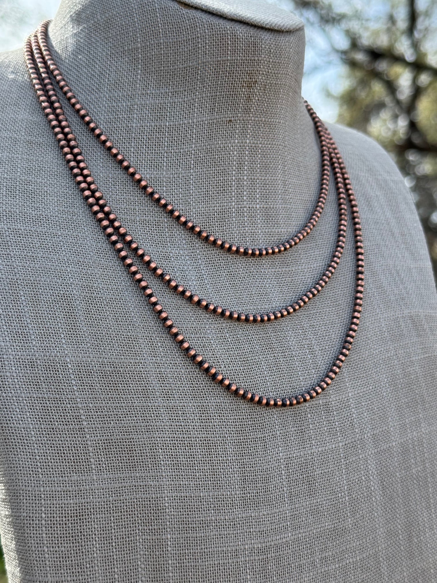 Handcrafted Copper 3mm Beaded Necklace