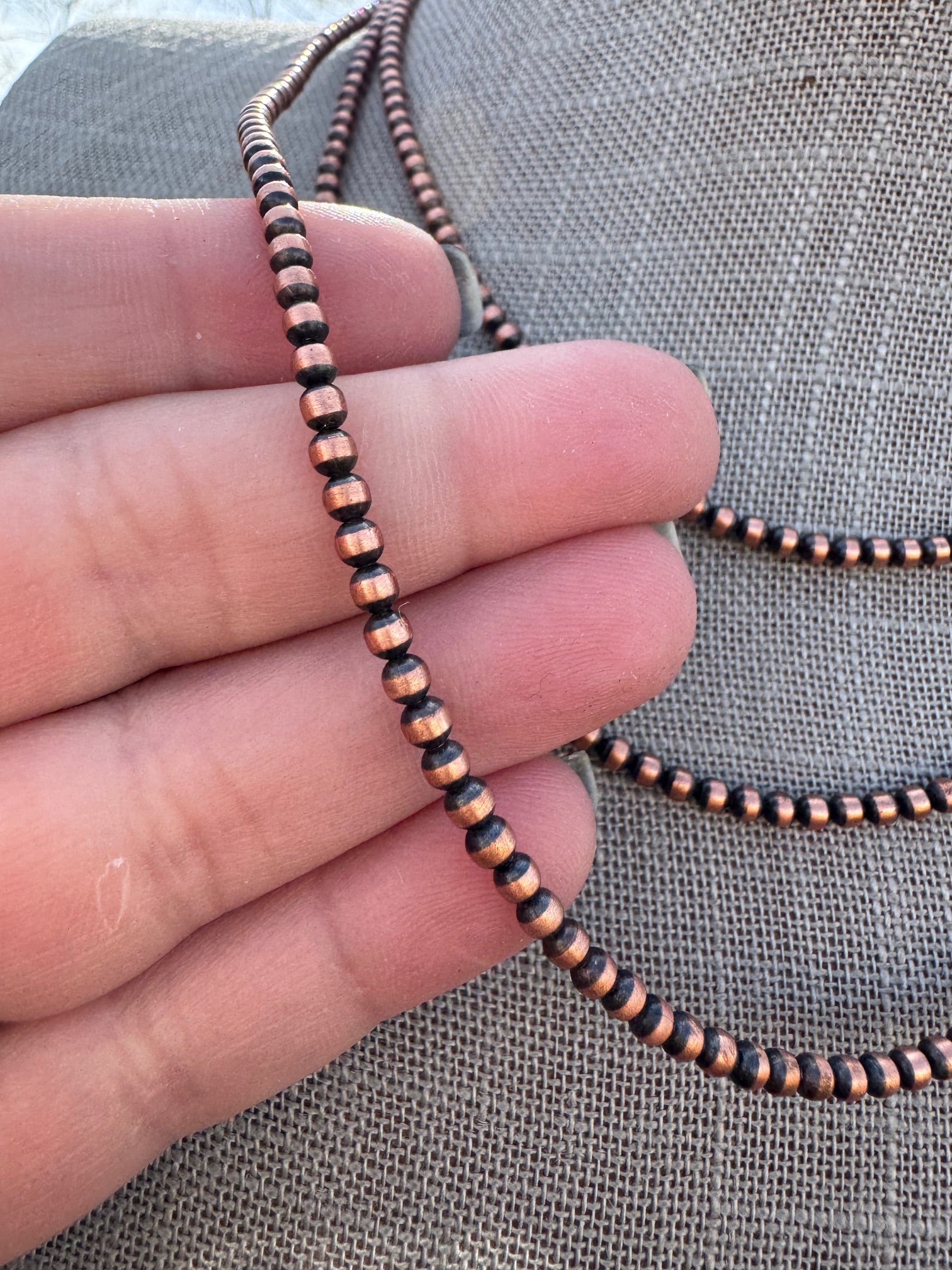 Handcrafted Copper 3mm Beaded Necklace