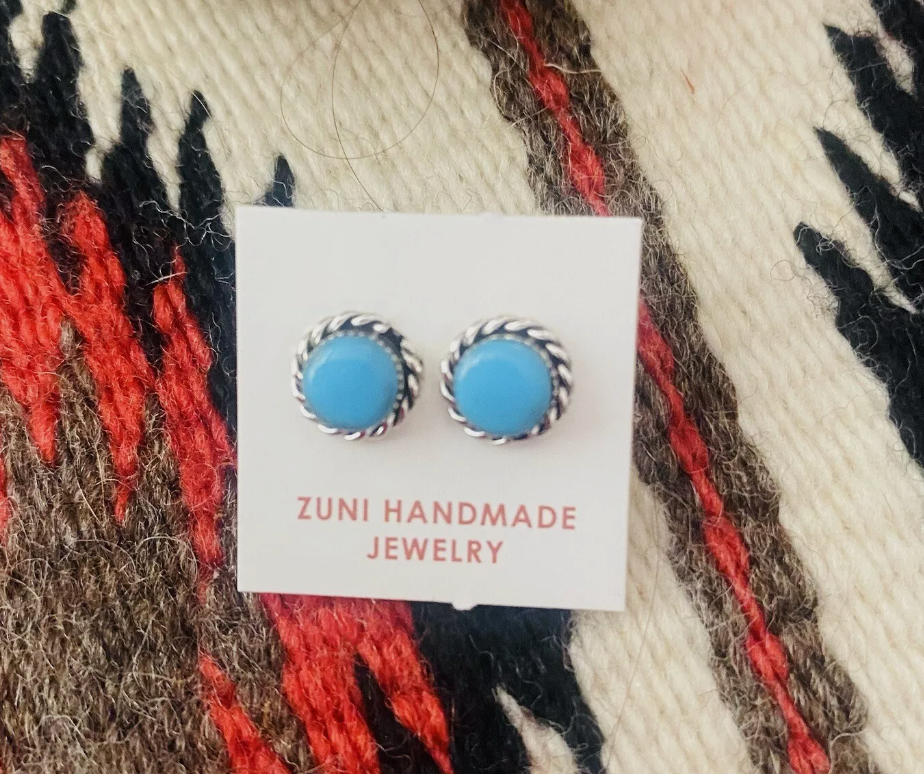 Zuni Sterling Silver & Turquoise Stud Earrings