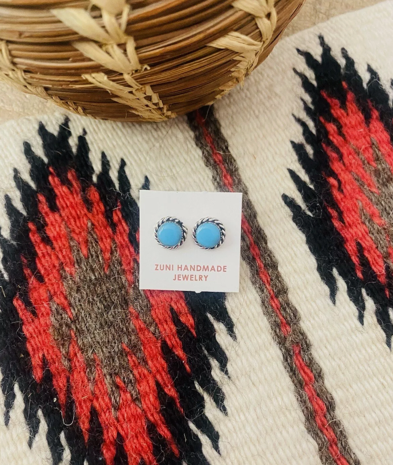 Zuni Sterling Silver & Turquoise Stud Earrings