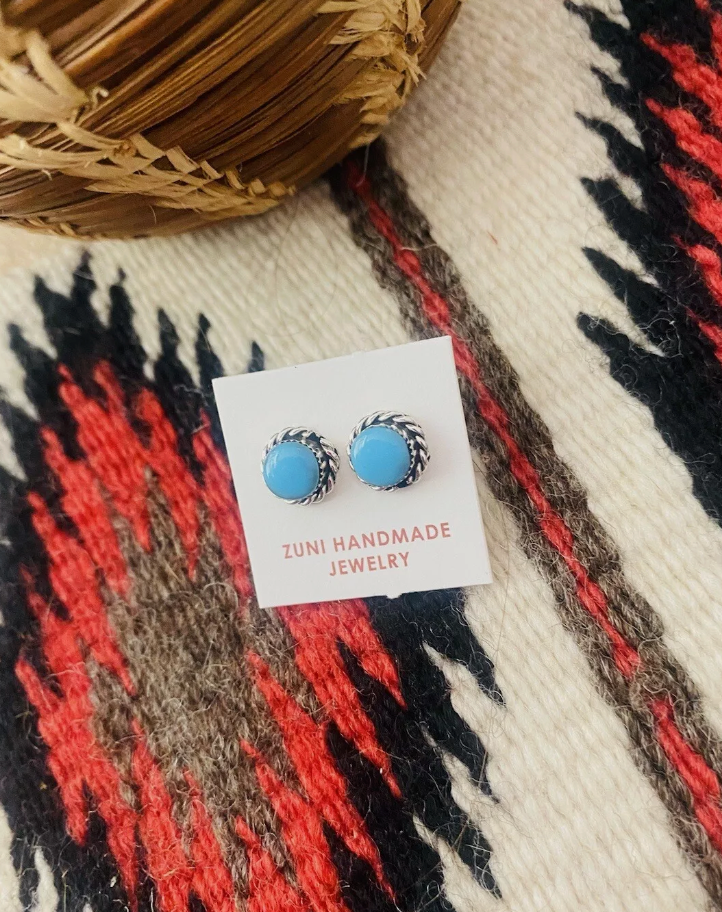 Zuni Sterling Silver & Turquoise Stud Earrings