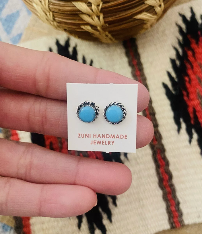 Zuni Sterling Silver & Turquoise Stud Earrings