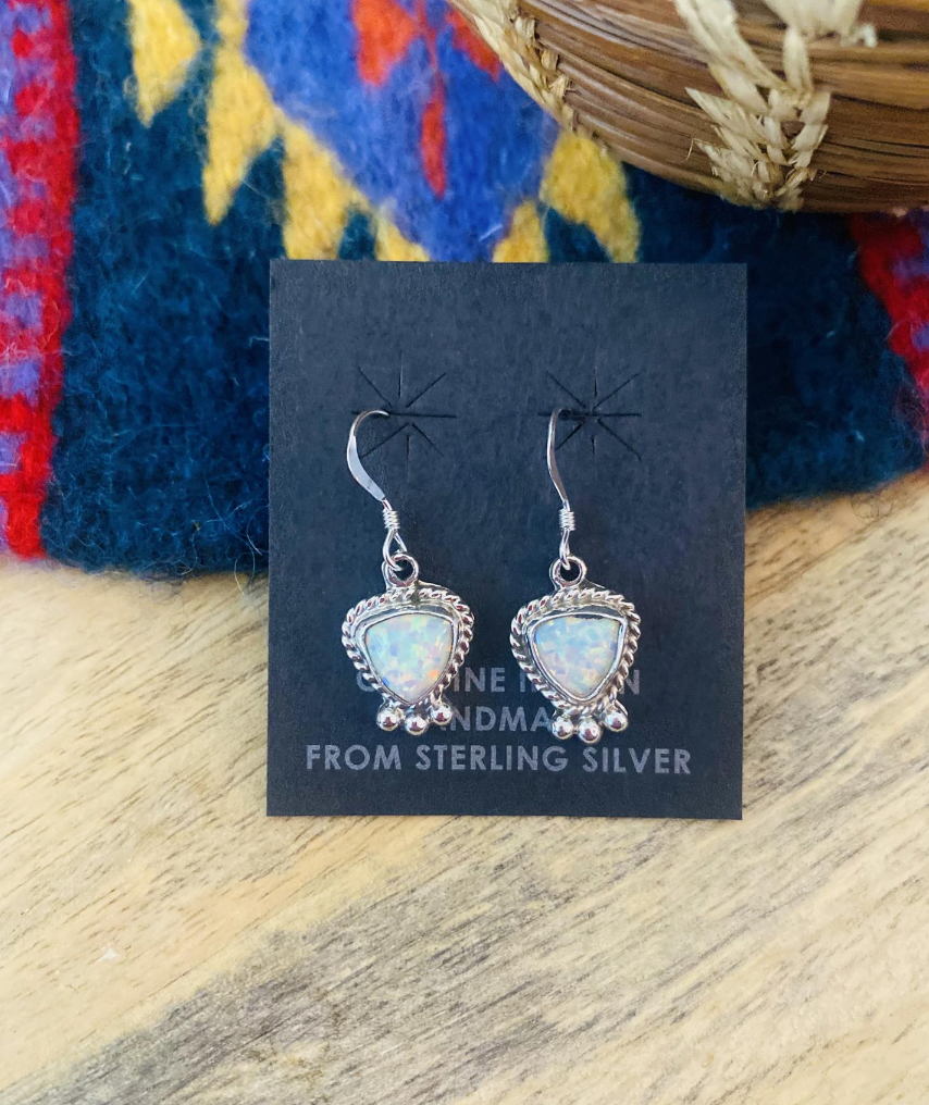 Navajo Opal & Sterling Silver Dangle Earrings