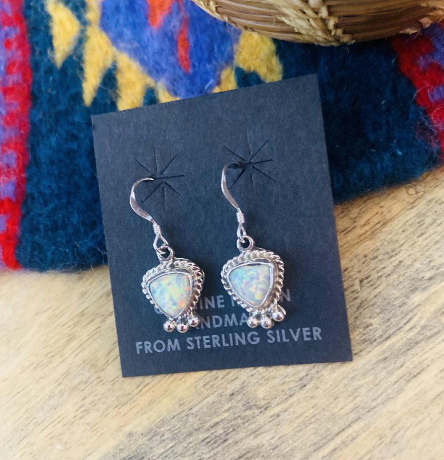 Navajo Opal & Sterling Silver Dangle Earrings