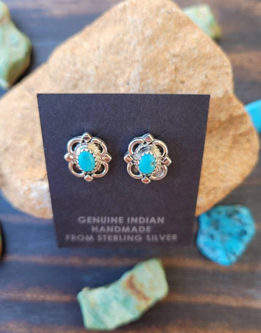 Navajo Turquoise and Sterling Silver Stud Earrings