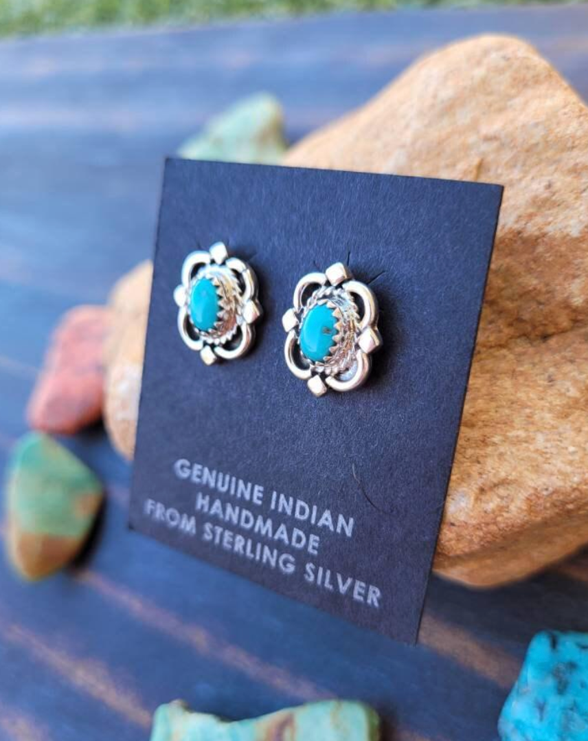 Navajo Turquoise and Sterling Silver Stud Earrings