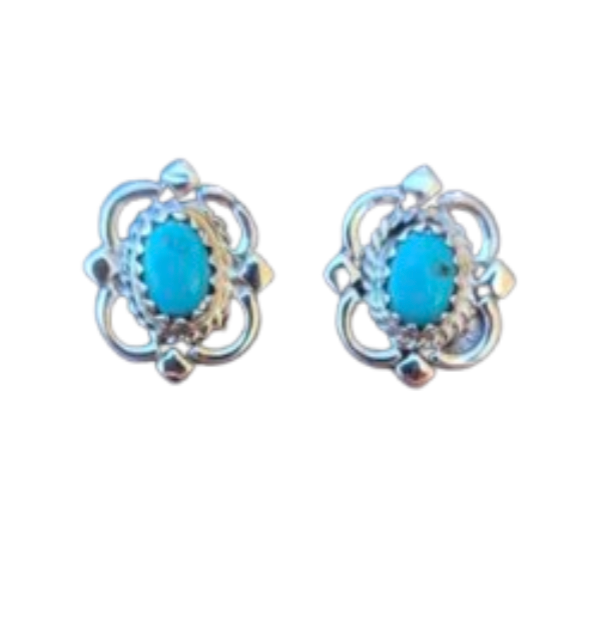 Navajo Turquoise and Sterling Silver Stud Earrings