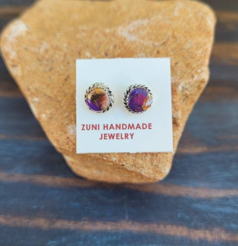 Navajo Sterling Silver & Purple Dream Mojave Stud Earrings