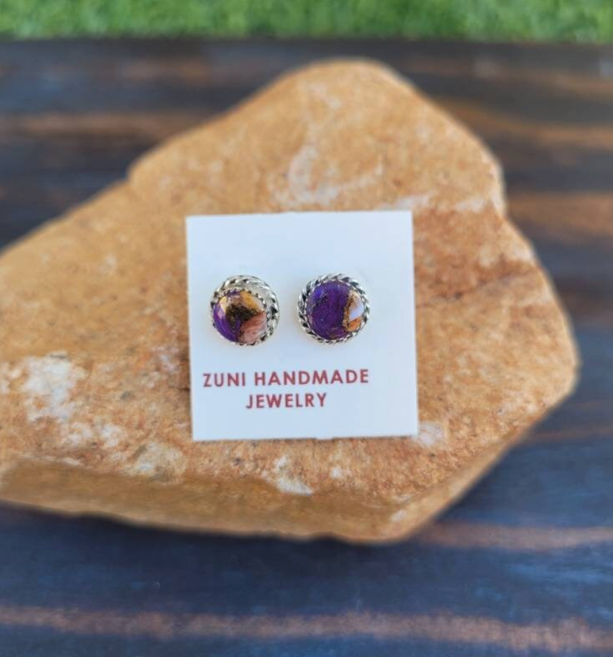 Navajo Sterling Silver & Purple Dream Mojave Stud Earrings