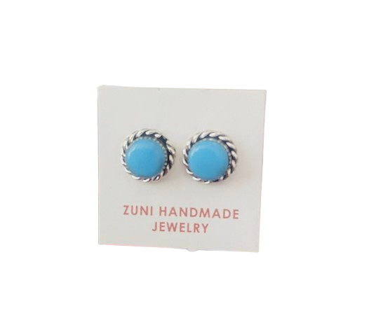 Zuni Sterling Silver & Turquoise Stud Earrings