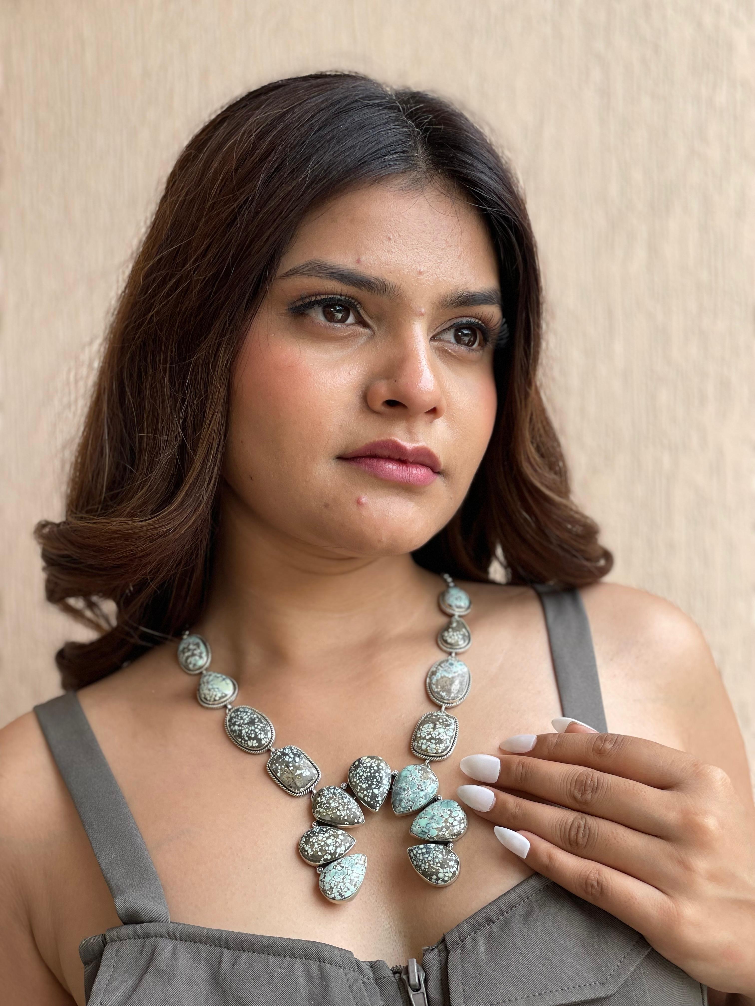 Handmade Sterling Silver Starfox Variscite Necklace Signed Nizhoni