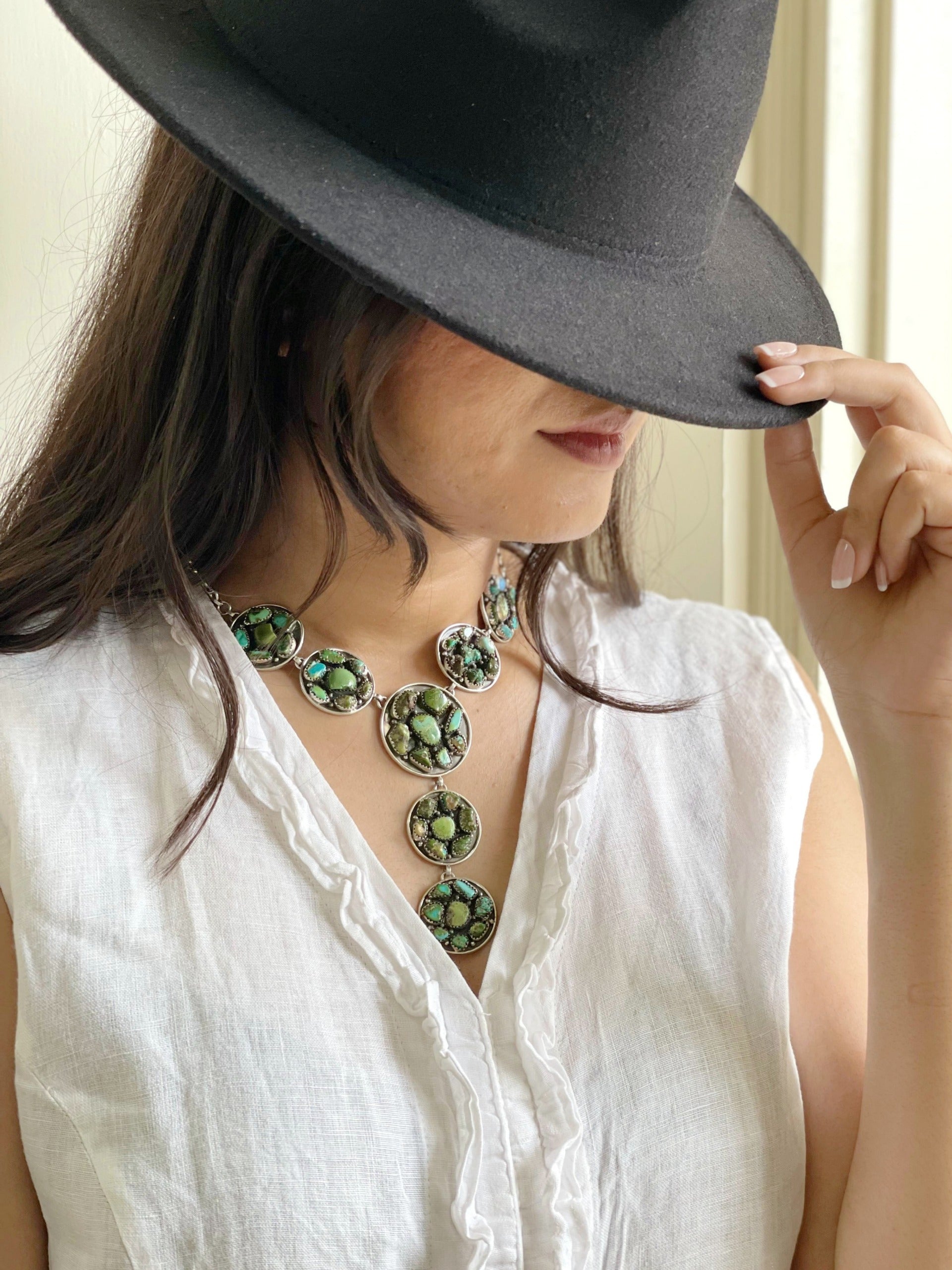 Handmade Sterling Silver Golden Hill Turquoise, Sonoran Mountain Turquoise Necklace, Signed Nizhoni