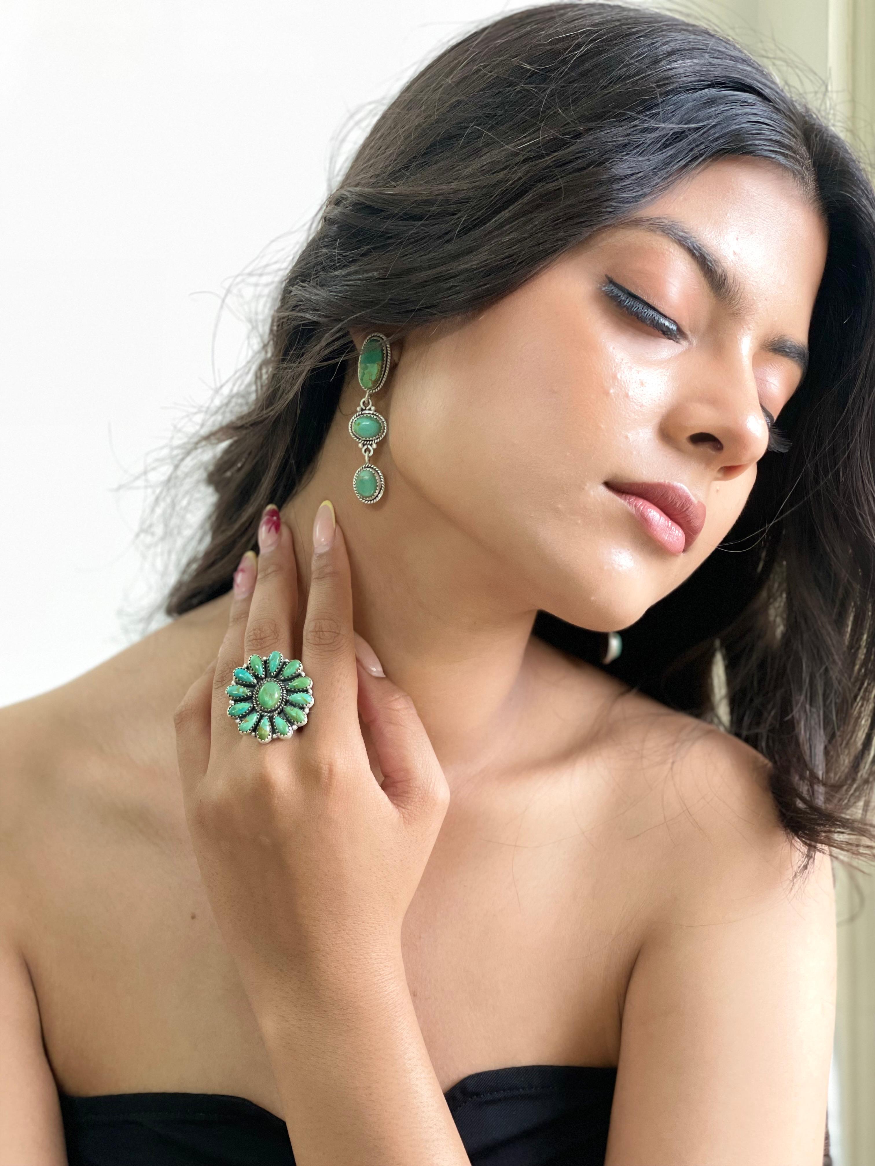 Handmade Sterling Silver Kingman Turquoise Adjustable Ring Signed Nizhoni (7)