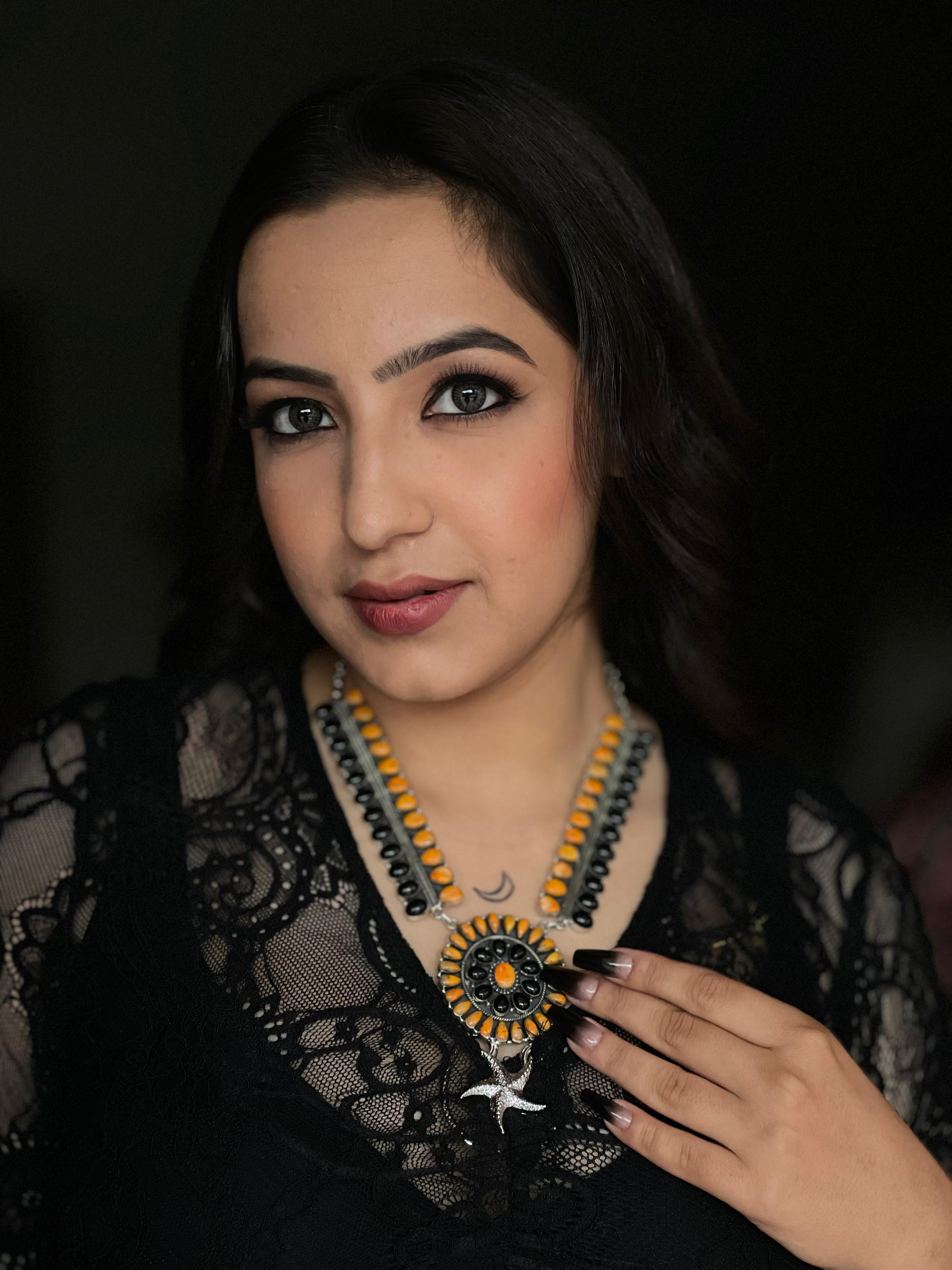 Handmade Sterling Silver Black Onyx, Bumblebee Necklace Signed Nizhoni