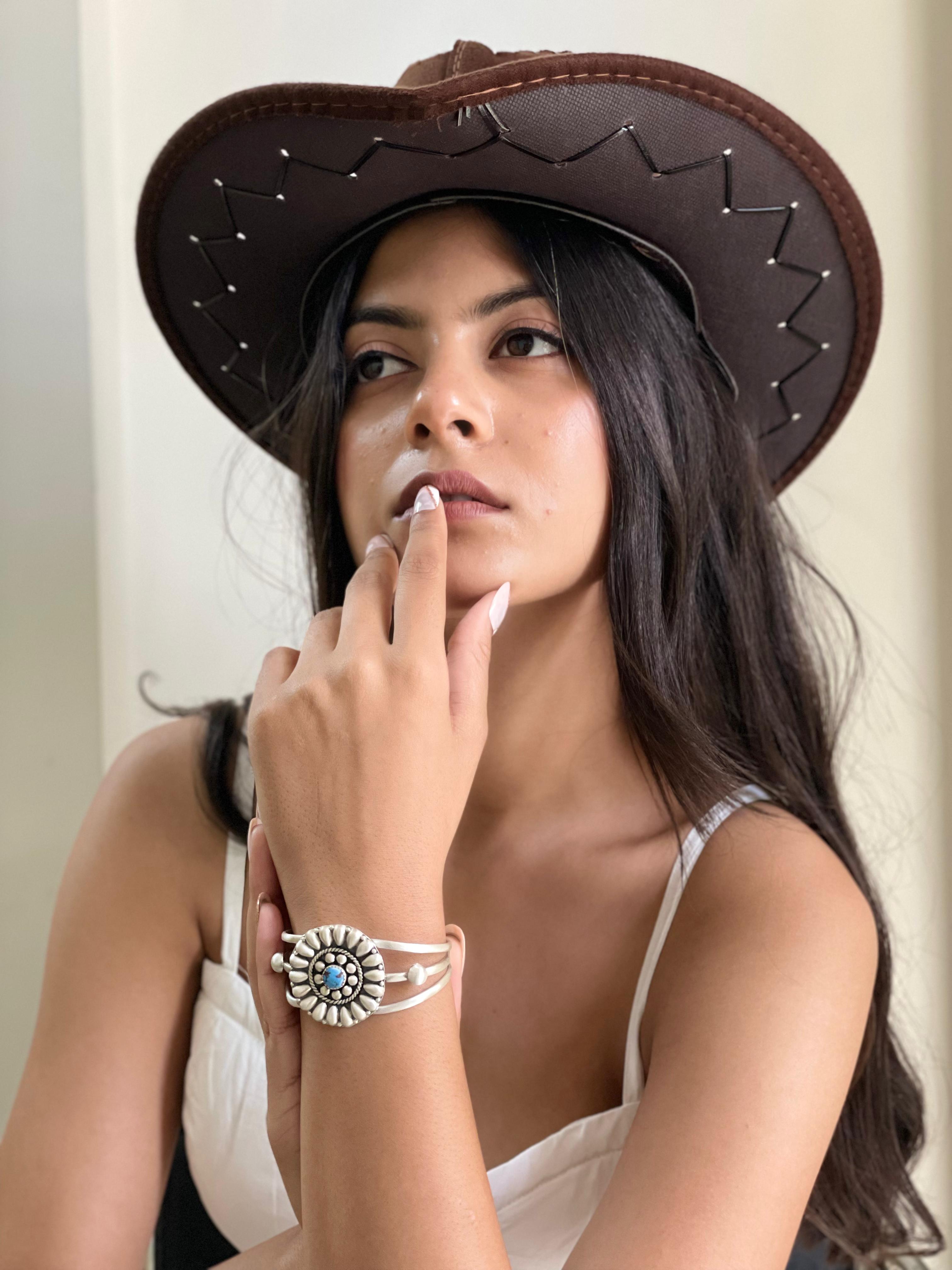 Handmade Sterling Silver Golden Hills Turquoise Cuff Bracelet with Signed Nizhoni