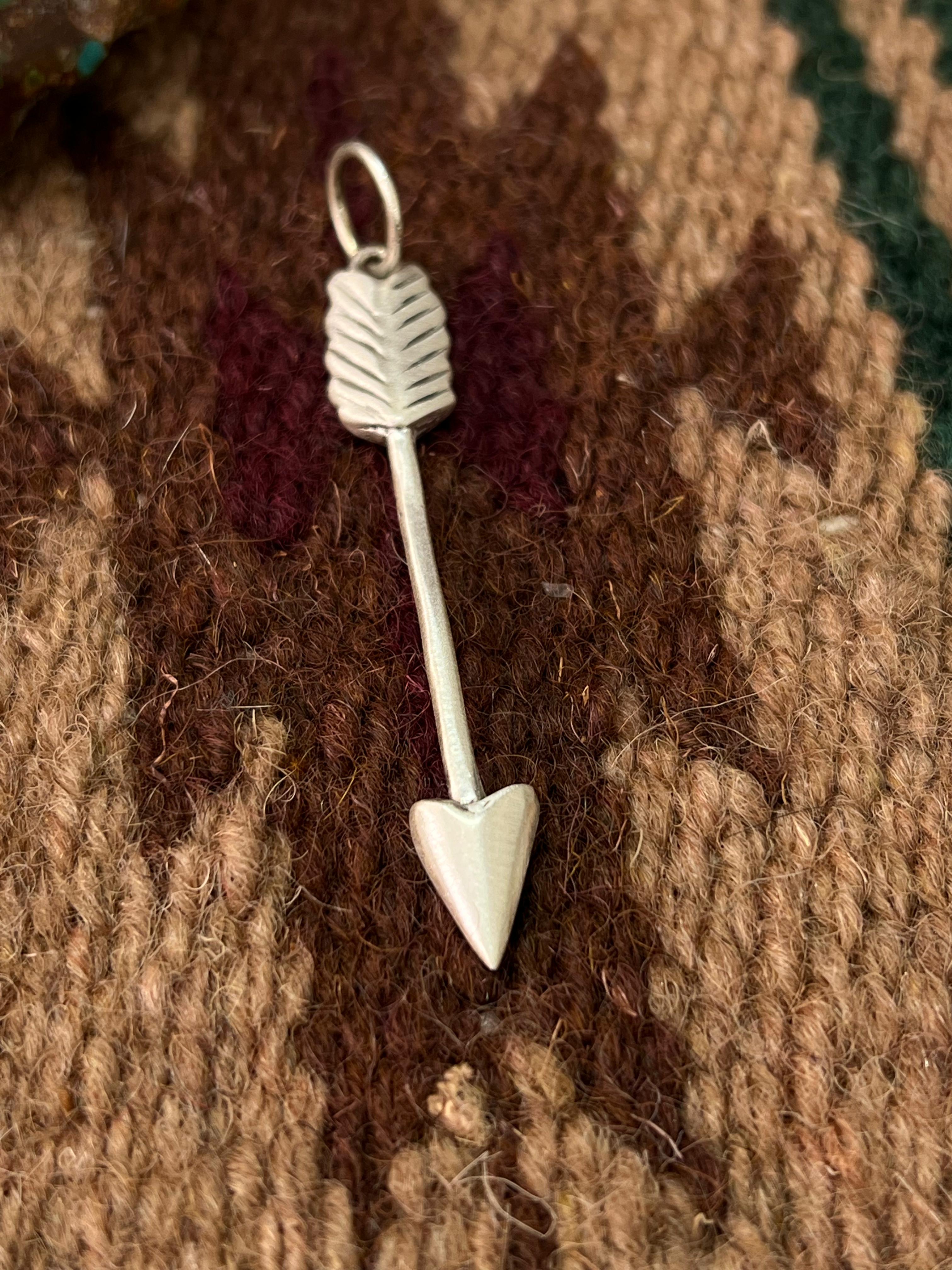 Handmade Sterling Silver Arrow Charms with Signed Nizhoni