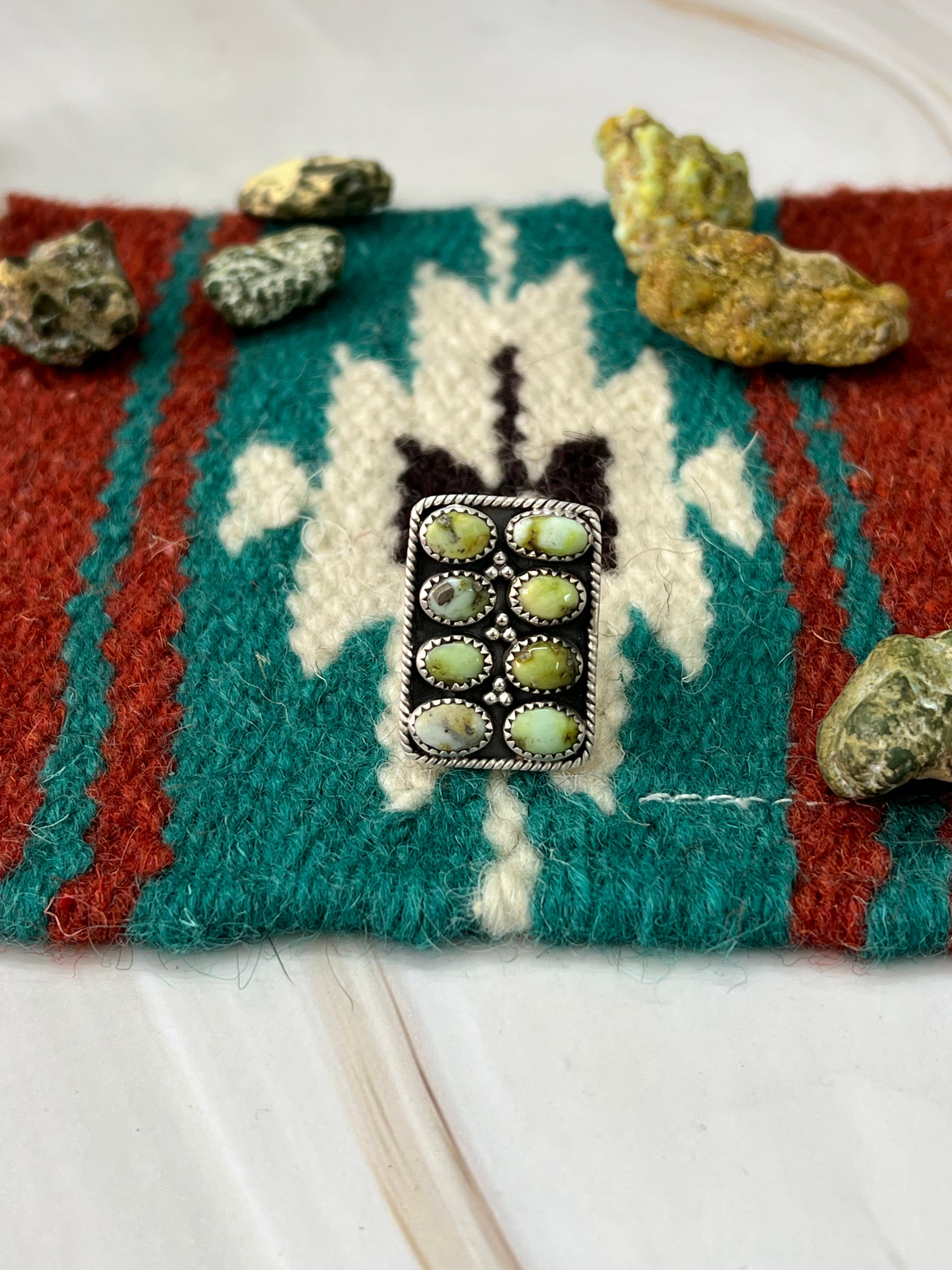 Handmade Sterling Silver Palomino Turquoise Adjustable Ring with Signed Nizhoni