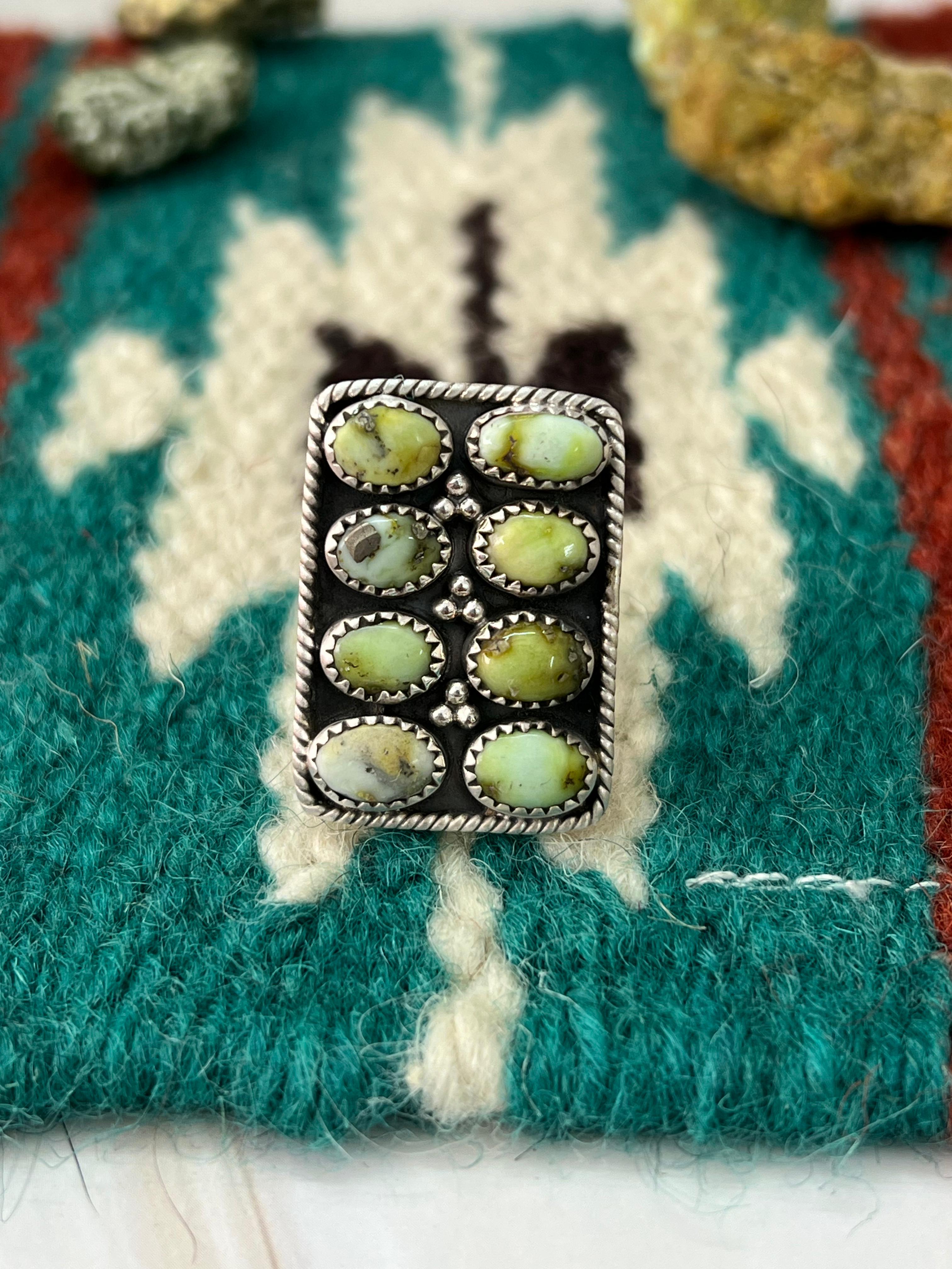 Handmade Sterling Silver Palomino Turquoise Adjustable Ring with Signed Nizhoni