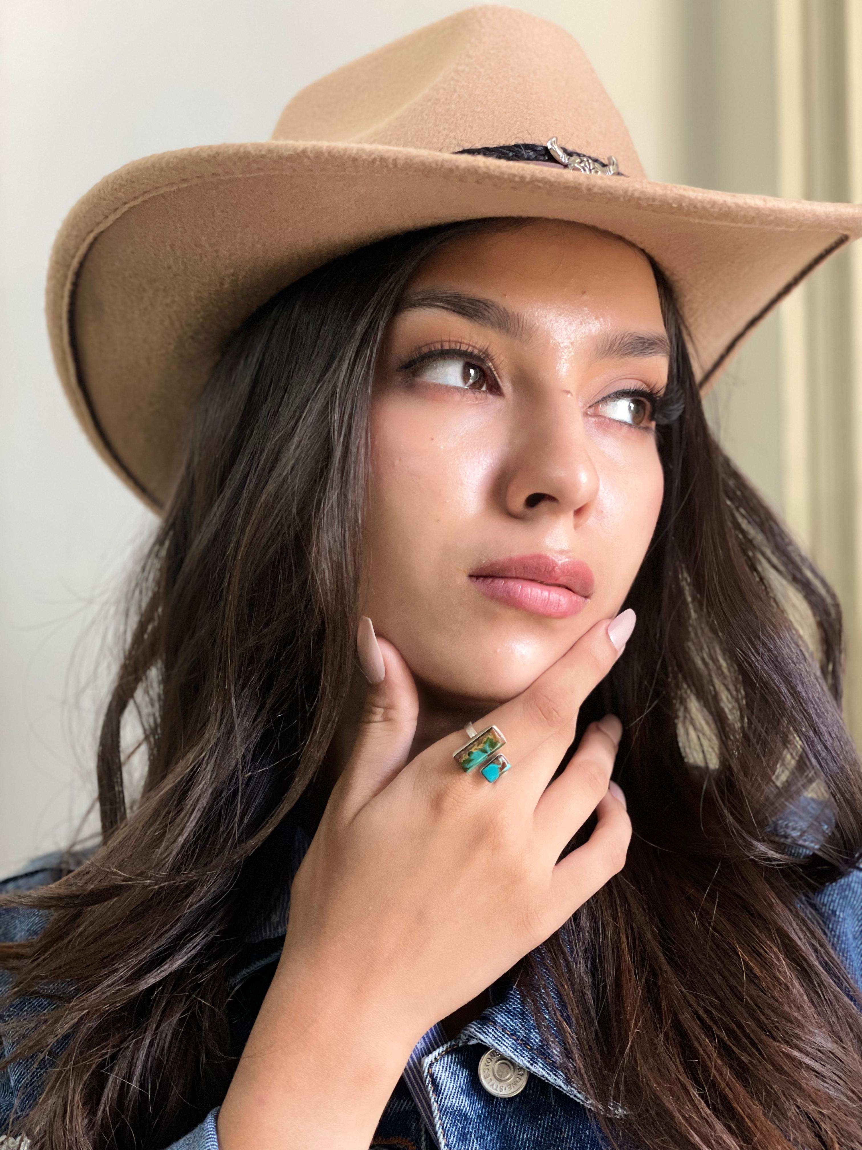 Handmade Sterling Silver Hardy Pit Adjustable Ring with Signed Nizhoni