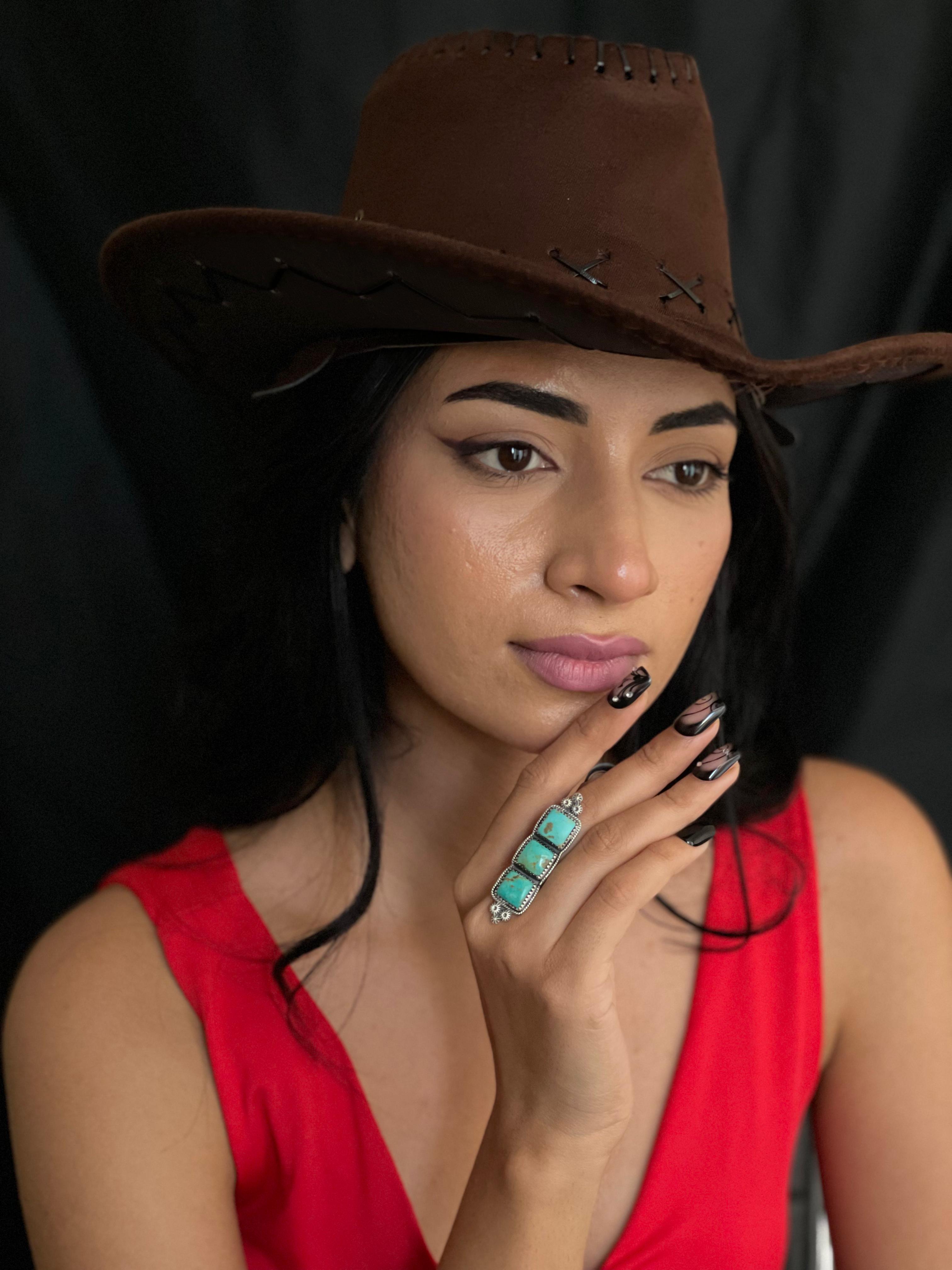 Handmade Sterling Silver Old Stock Royston Turquoise Adjustable Rings with Signed Nizhoni