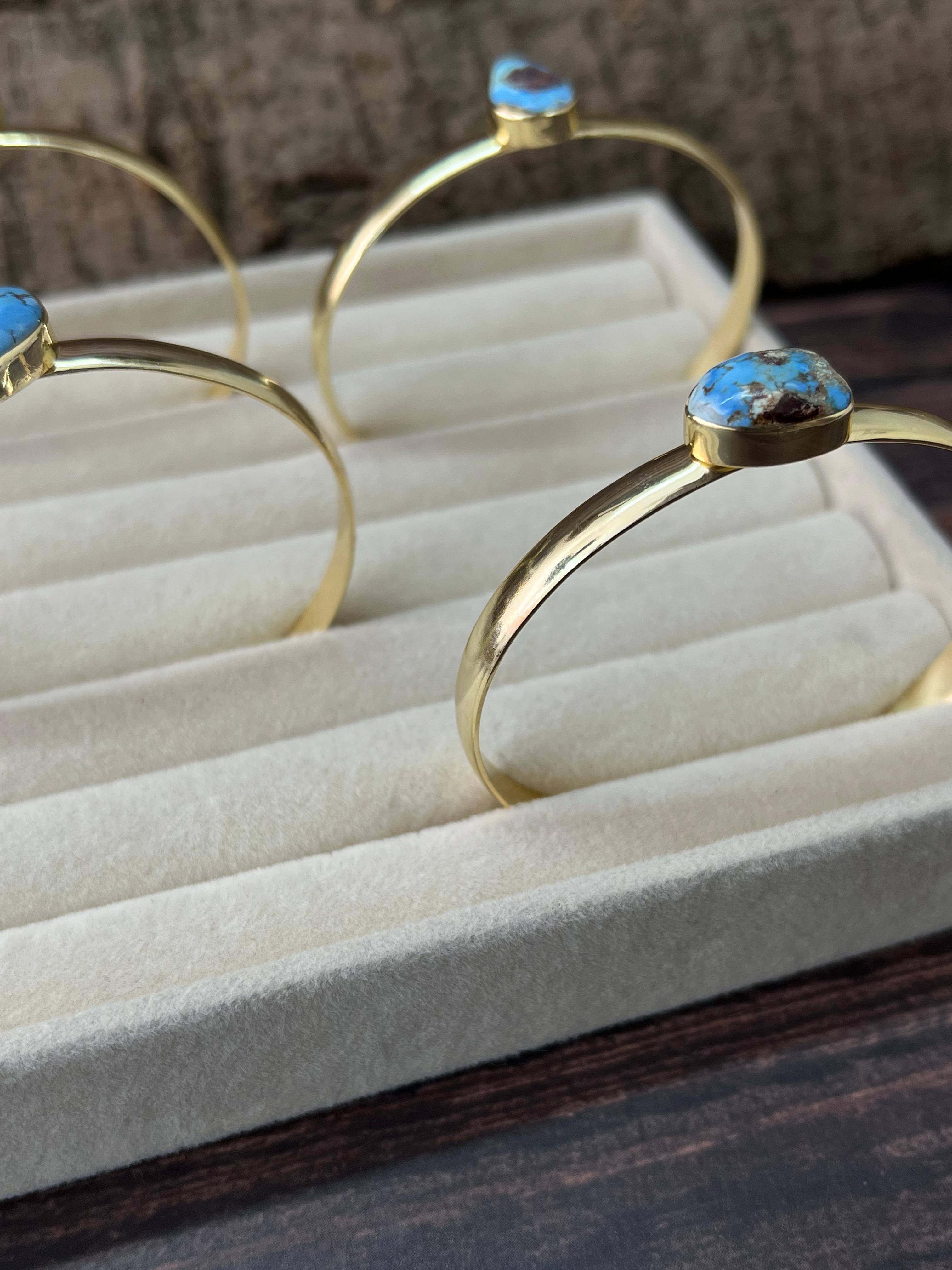 “The Golden Collection” Desert Winds Handmade Natural Gold Plated Golden Hills Turquoise Bracelet