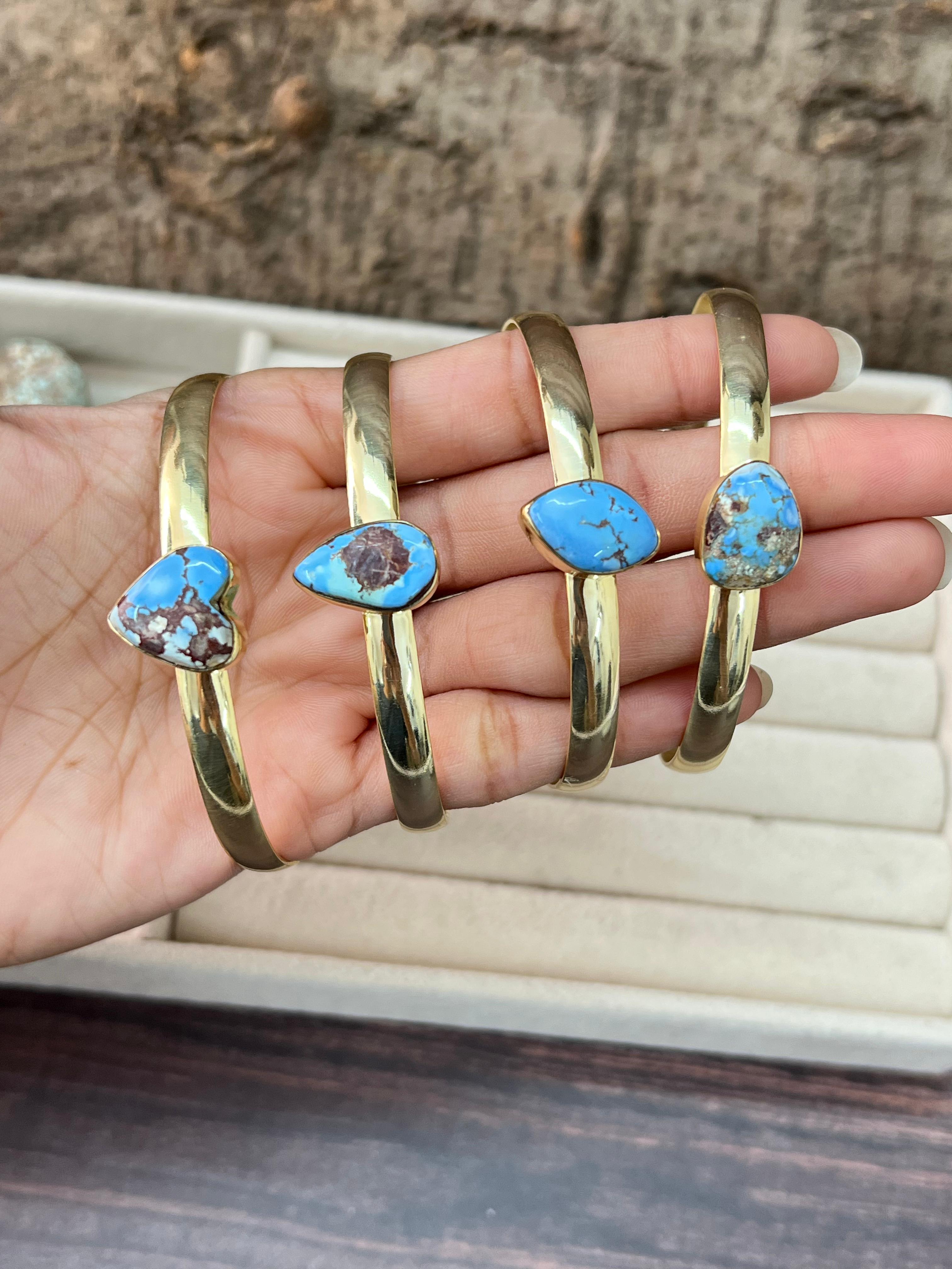 “The Golden Collection” Desert Winds Handmade Natural Gold Plated Golden Hills Turquoise Bracelet