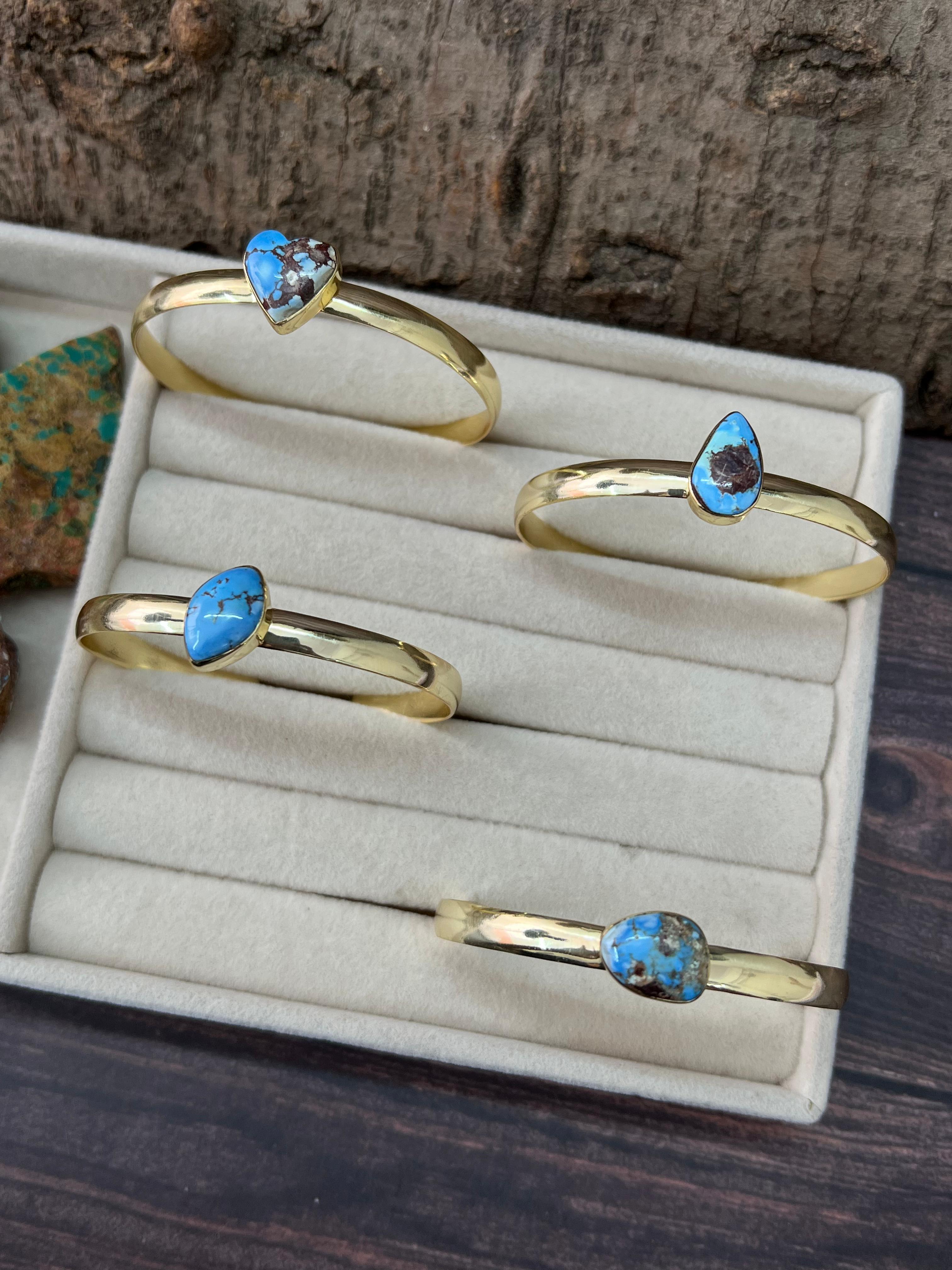 “The Golden Collection” Desert Winds Handmade Natural Gold Plated Golden Hills Turquoise Bracelet