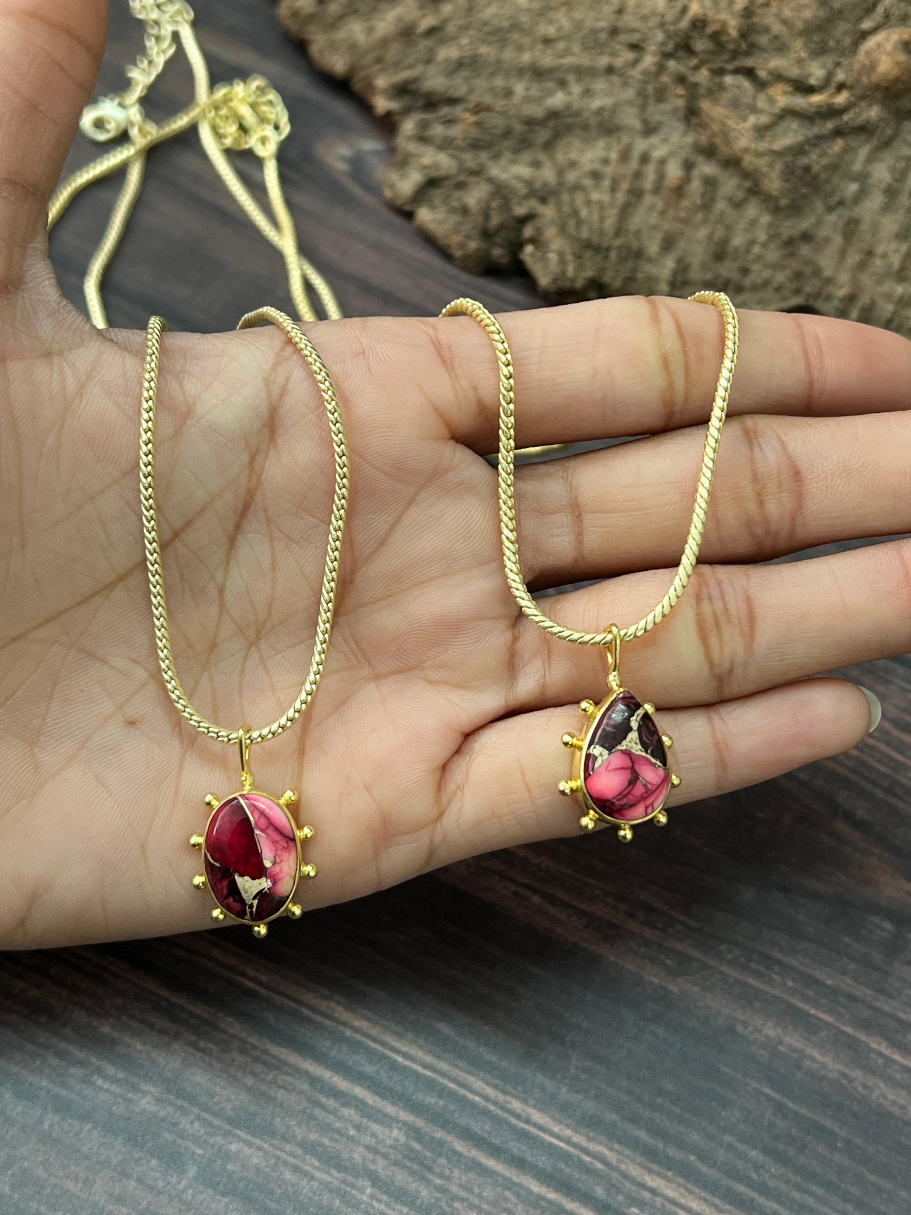 "THE GOLDEN COLLECTION" Handmade Natural Dahlia Rose Gold Plated Necklace