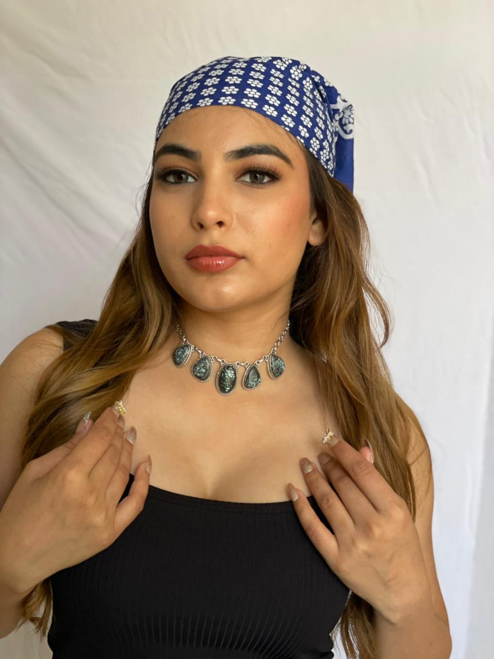 Handmade Sterling Silver Lander Turquoise Necklace with Signed Nizhoni